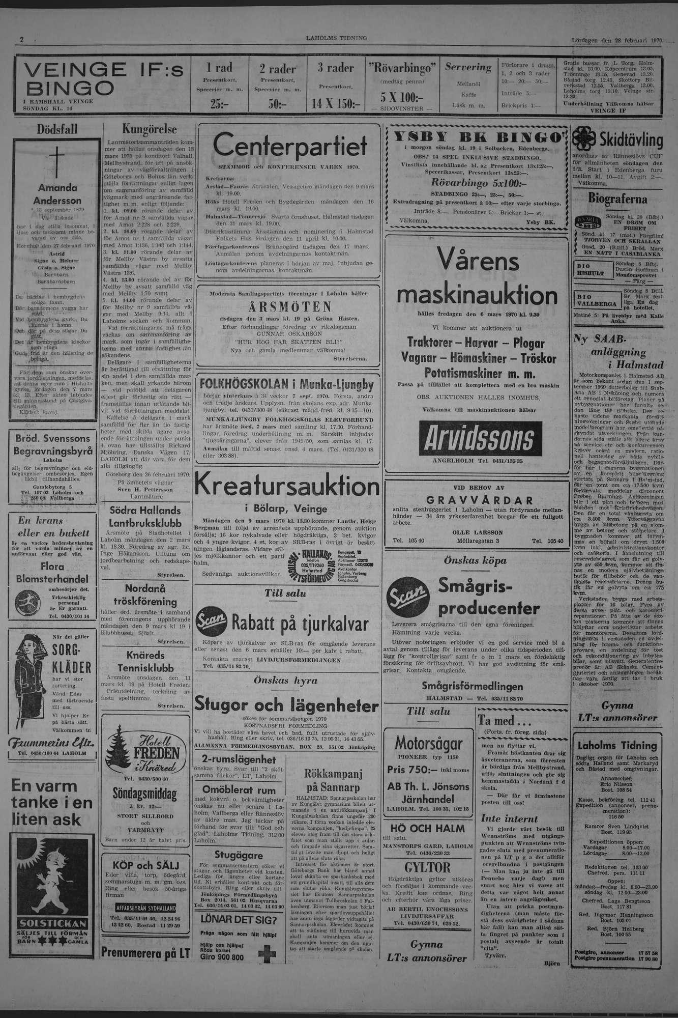 Laholms Tidning Lördag 28 februari 1970, sida 2