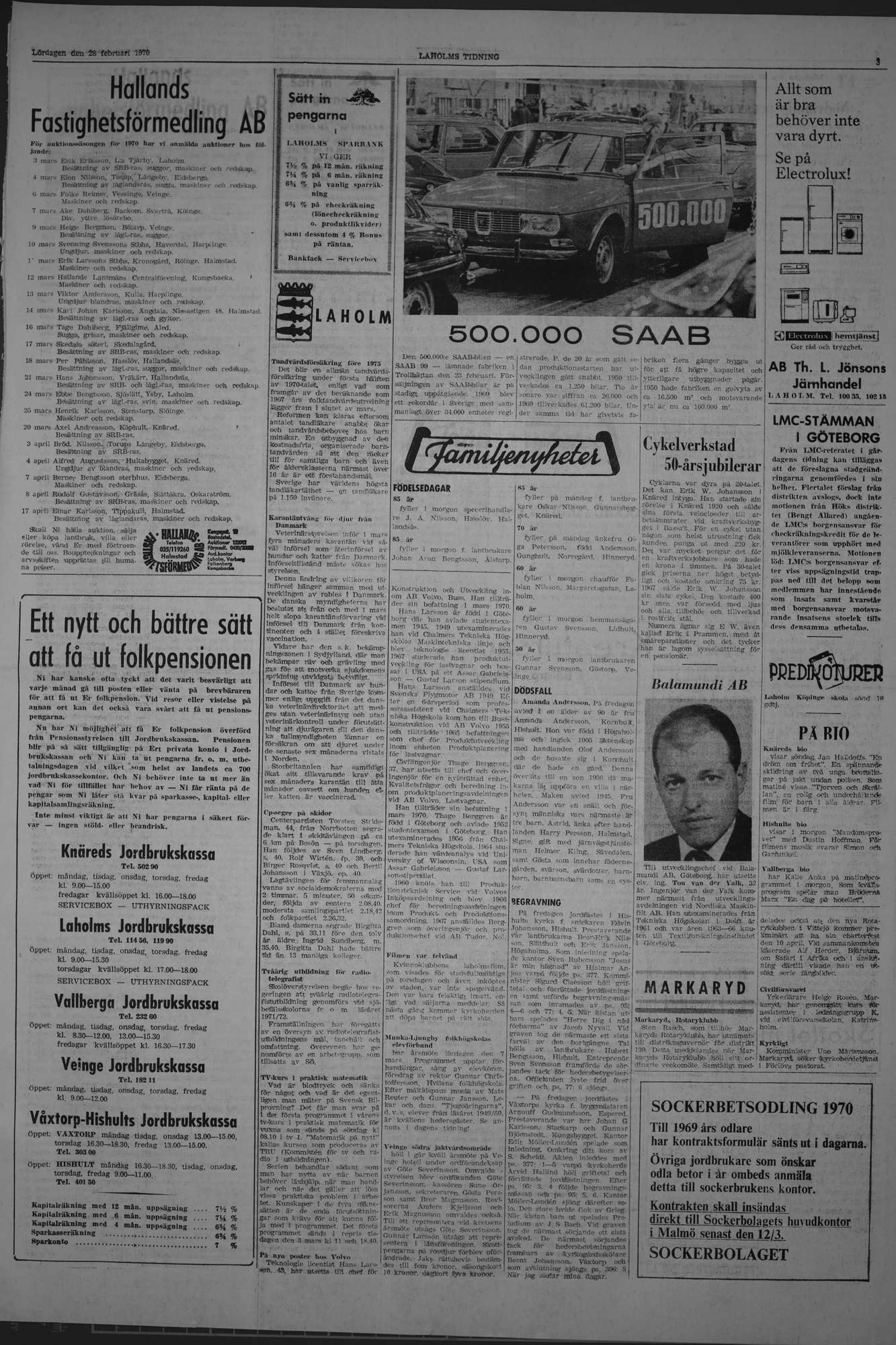 Laholms Tidning Lördag 28 februari 1970, sida 3