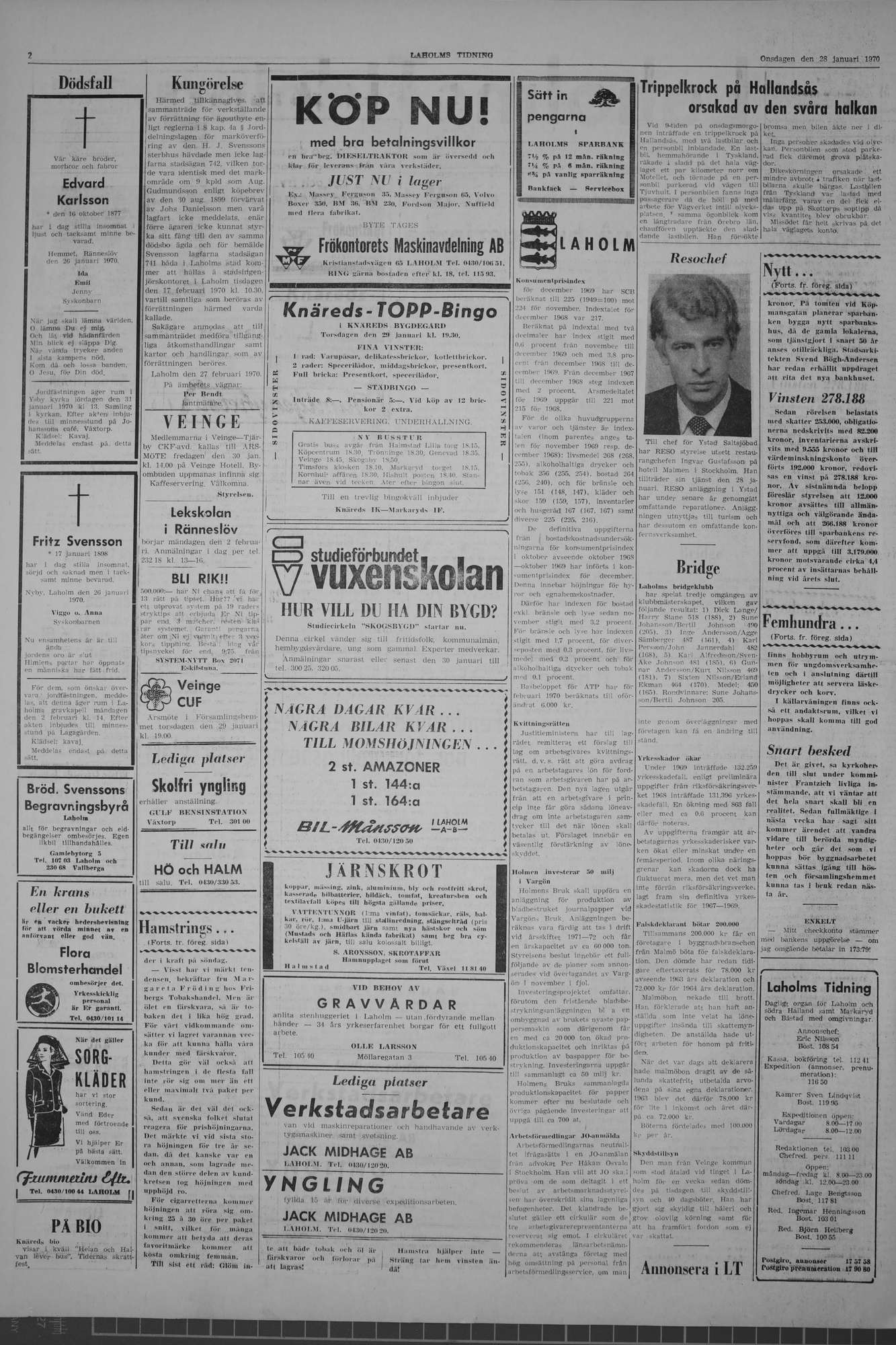 Laholms Tidning Onsdag 28 januari 1970, sida 2