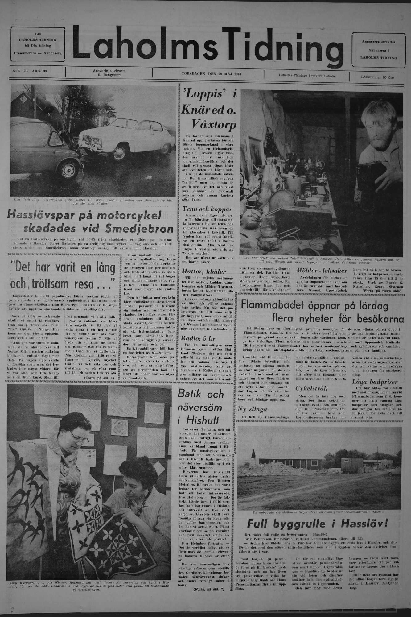 Laholms Tidning Torsdag 28 maj 1970, sida 1