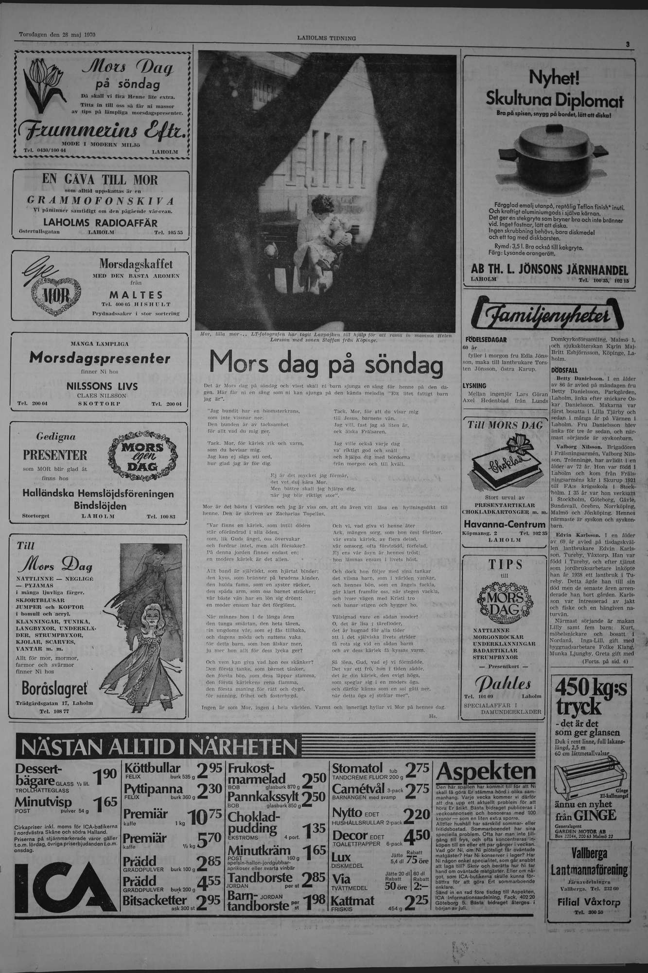 Laholms Tidning Torsdag 28 maj 1970, sida 3