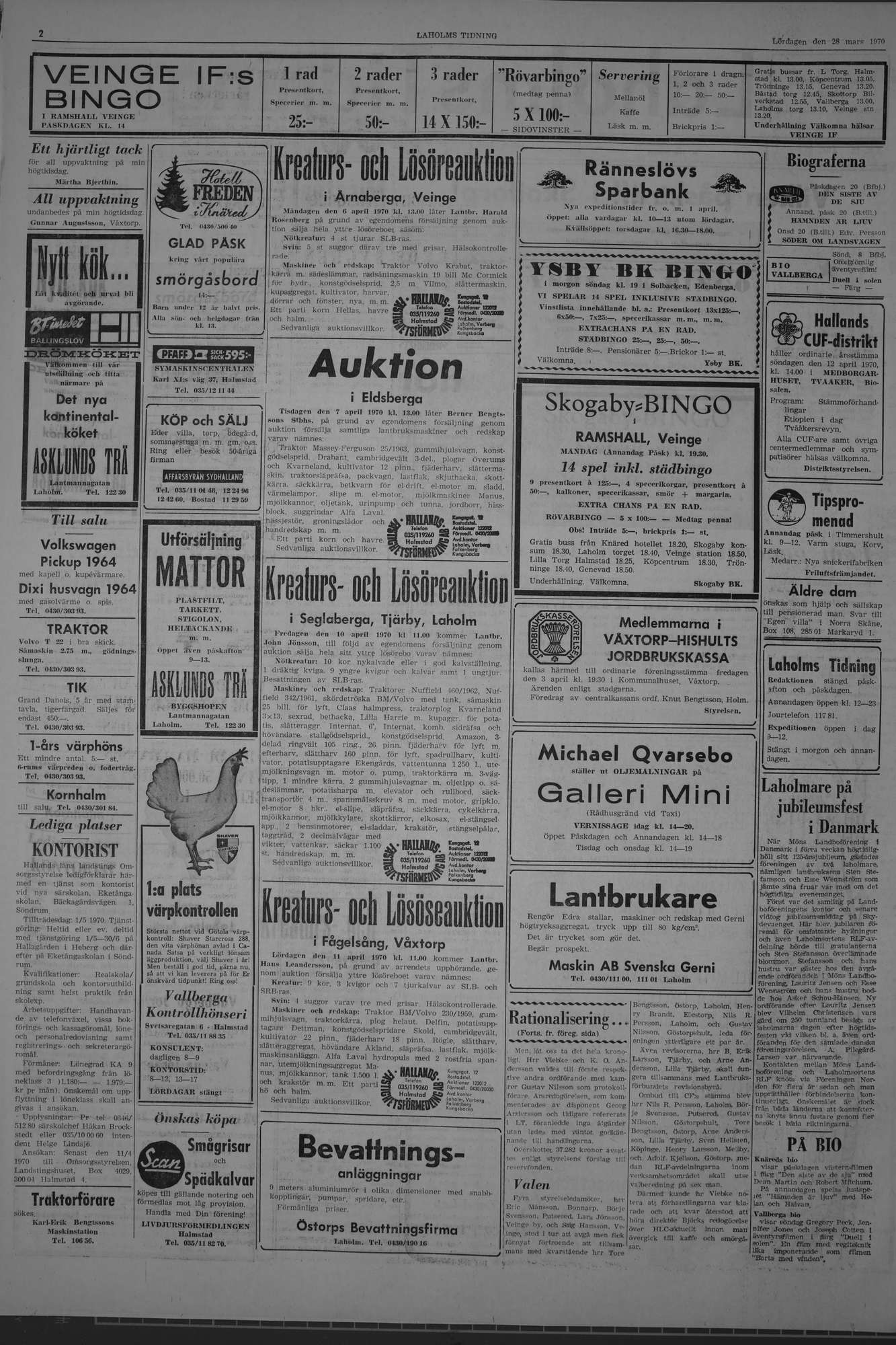 Laholms Tidning Lördag 28 mars 1970, sida 2