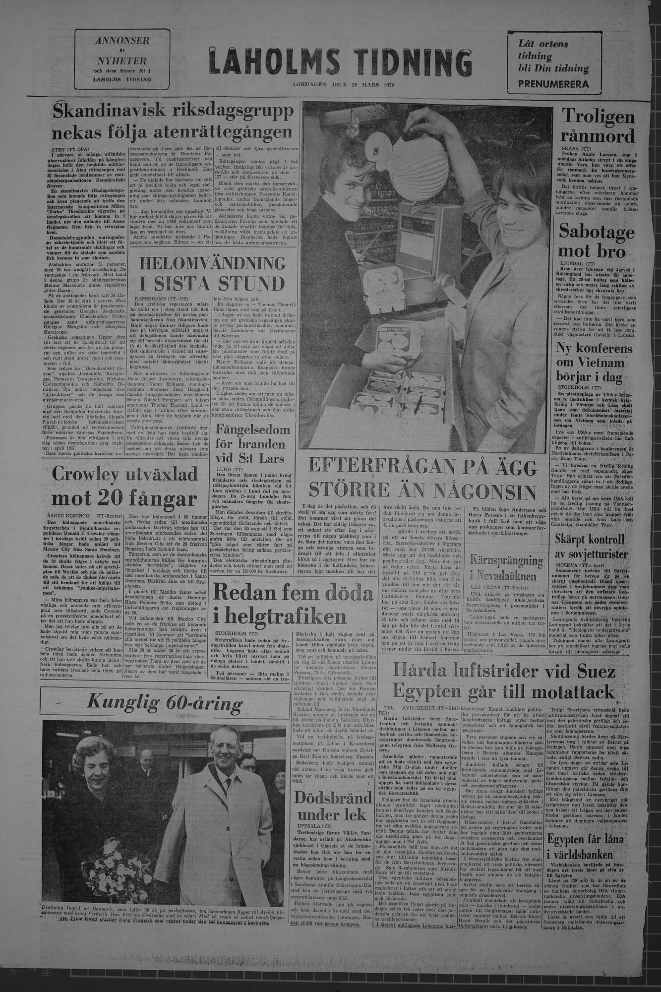 Laholms Tidning Lördag 28 mars 1970, sida 8