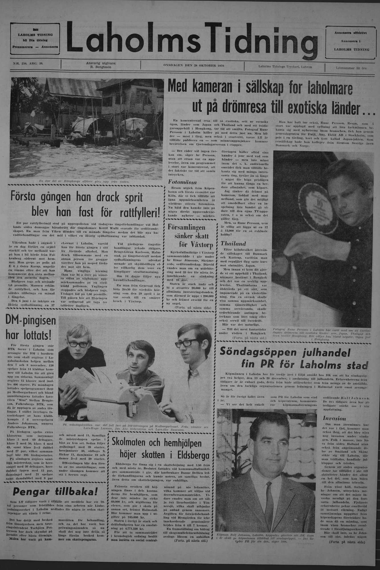 Laholms Tidning Onsdag 28 oktober 1970, sida 1