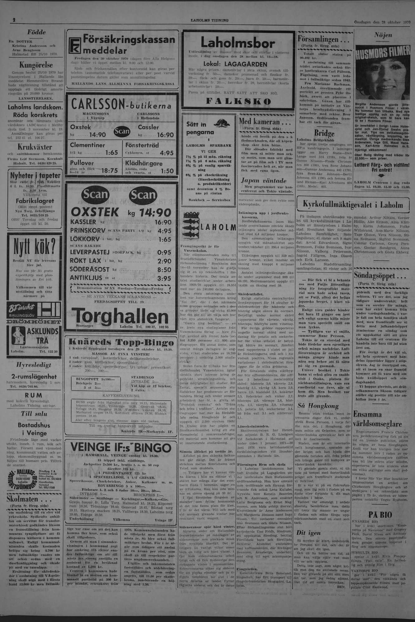 Laholms Tidning Onsdag 28 oktober 1970, sida 2
