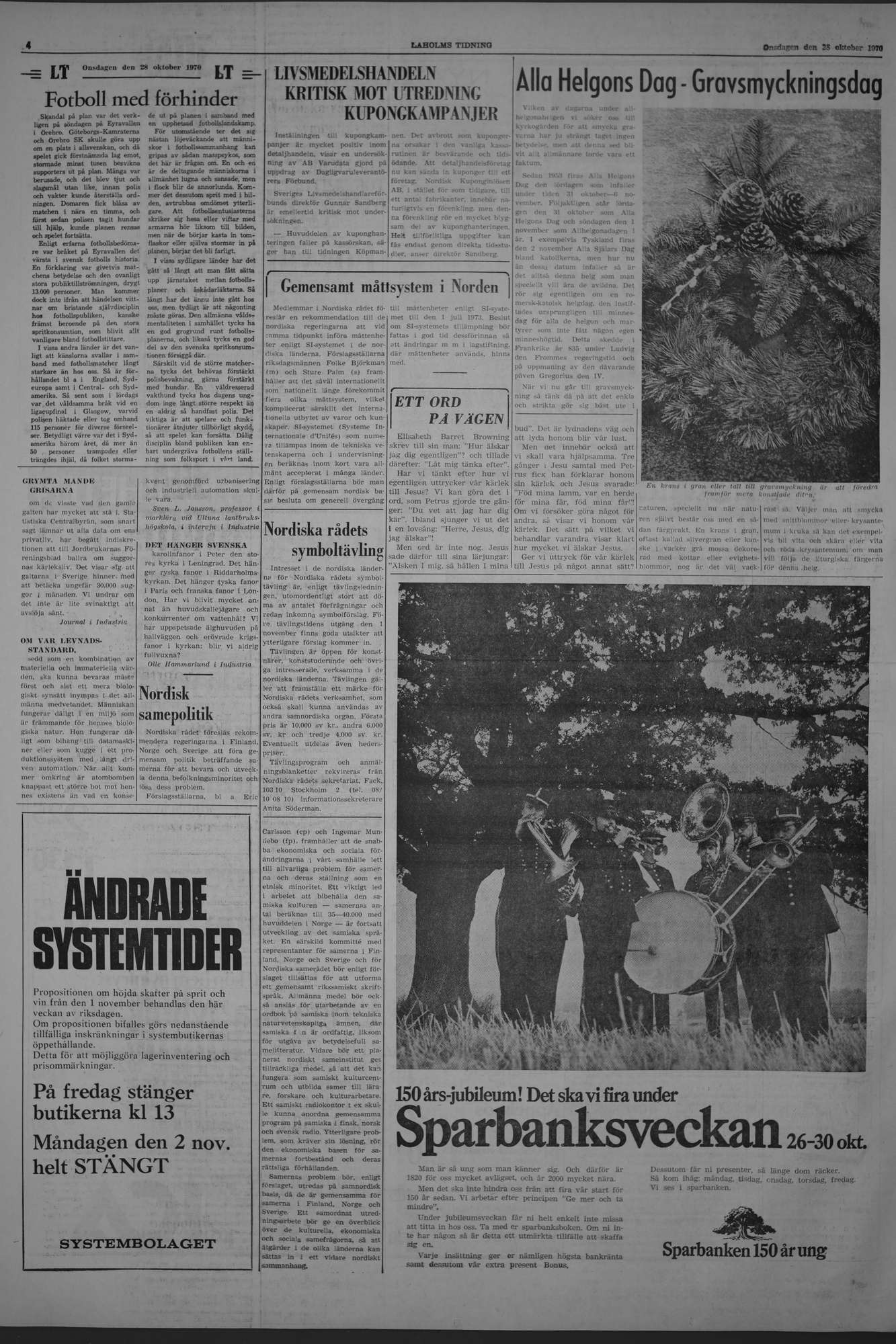 Laholms Tidning Onsdag 28 oktober 1970, sida 4