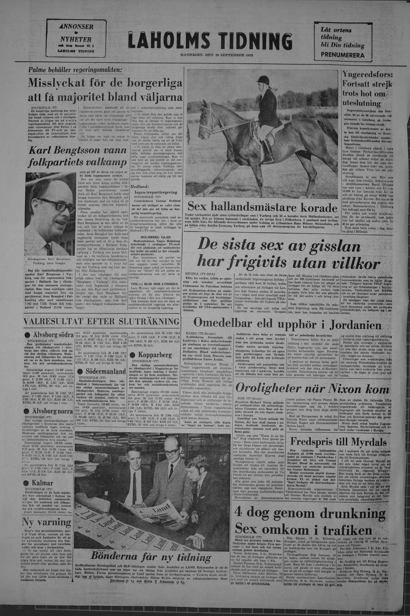 Laholms Tidning Måndag 28 september 1970, sida 8
