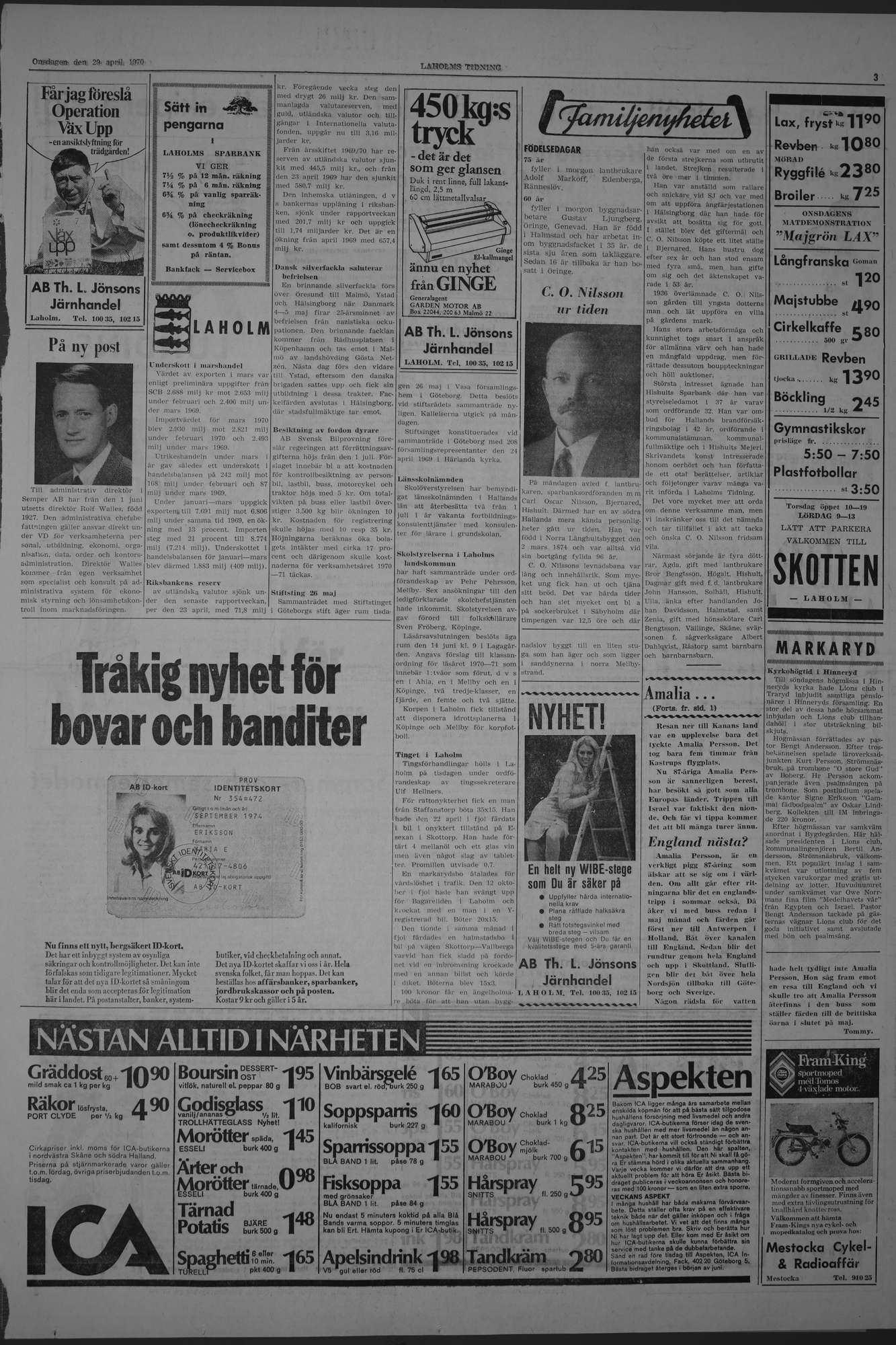 Laholms Tidning Onsdag 29 april 1970, sida 3