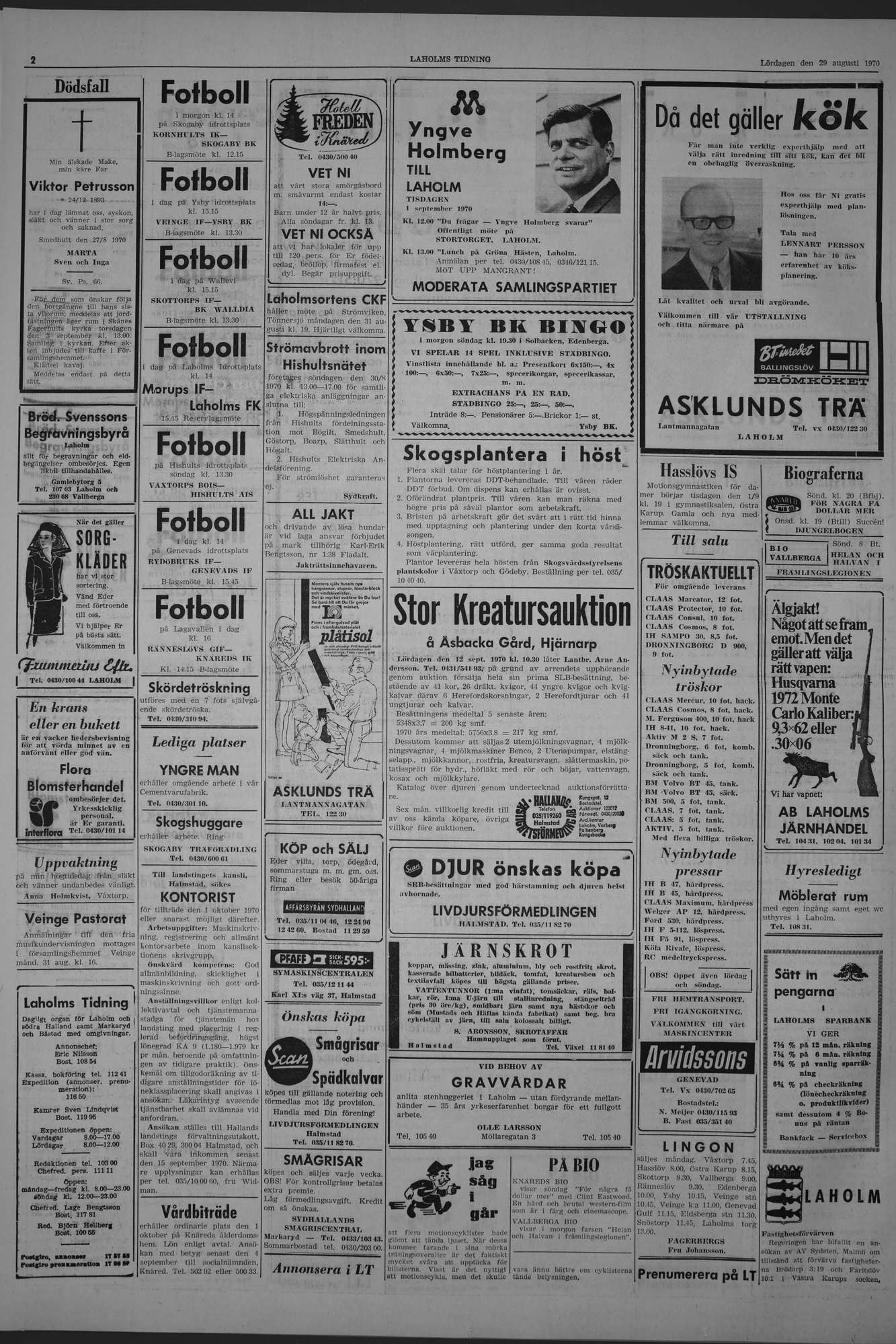 Laholms Tidning Lördag 29 augusti 1970, sida 2