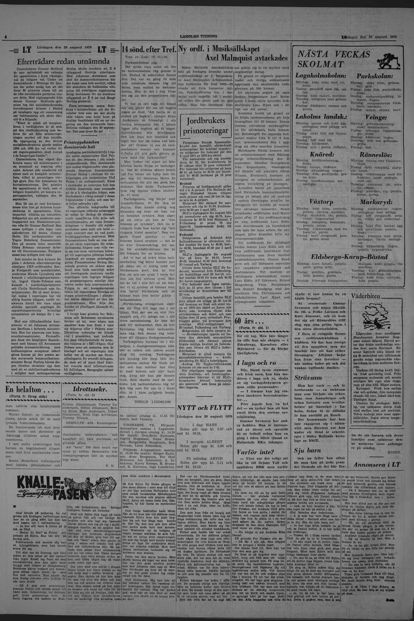 Laholms Tidning Lördag 29 augusti 1970, sida 4