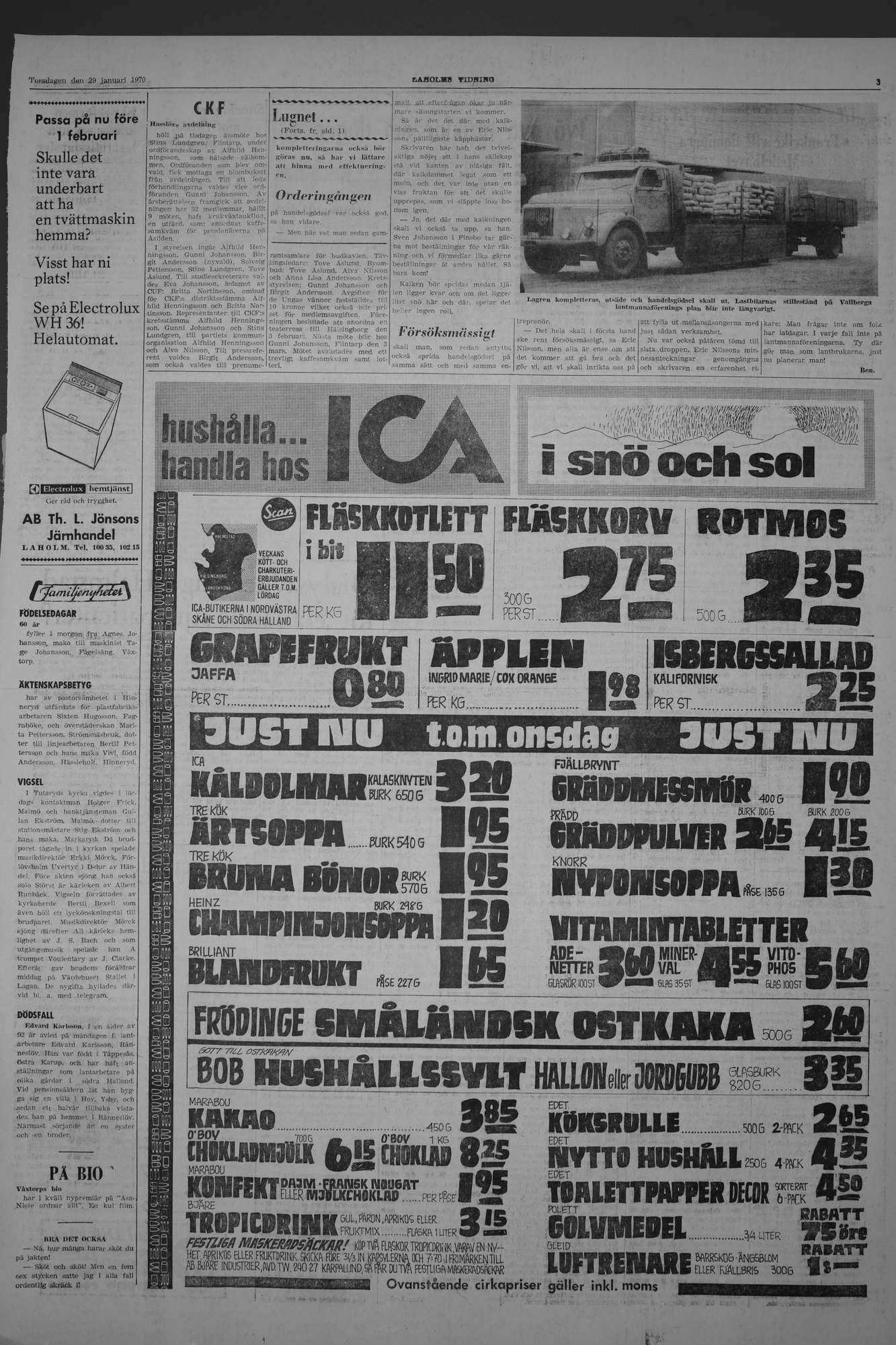 Laholms Tidning Torsdag 29 januari 1970, sida 3