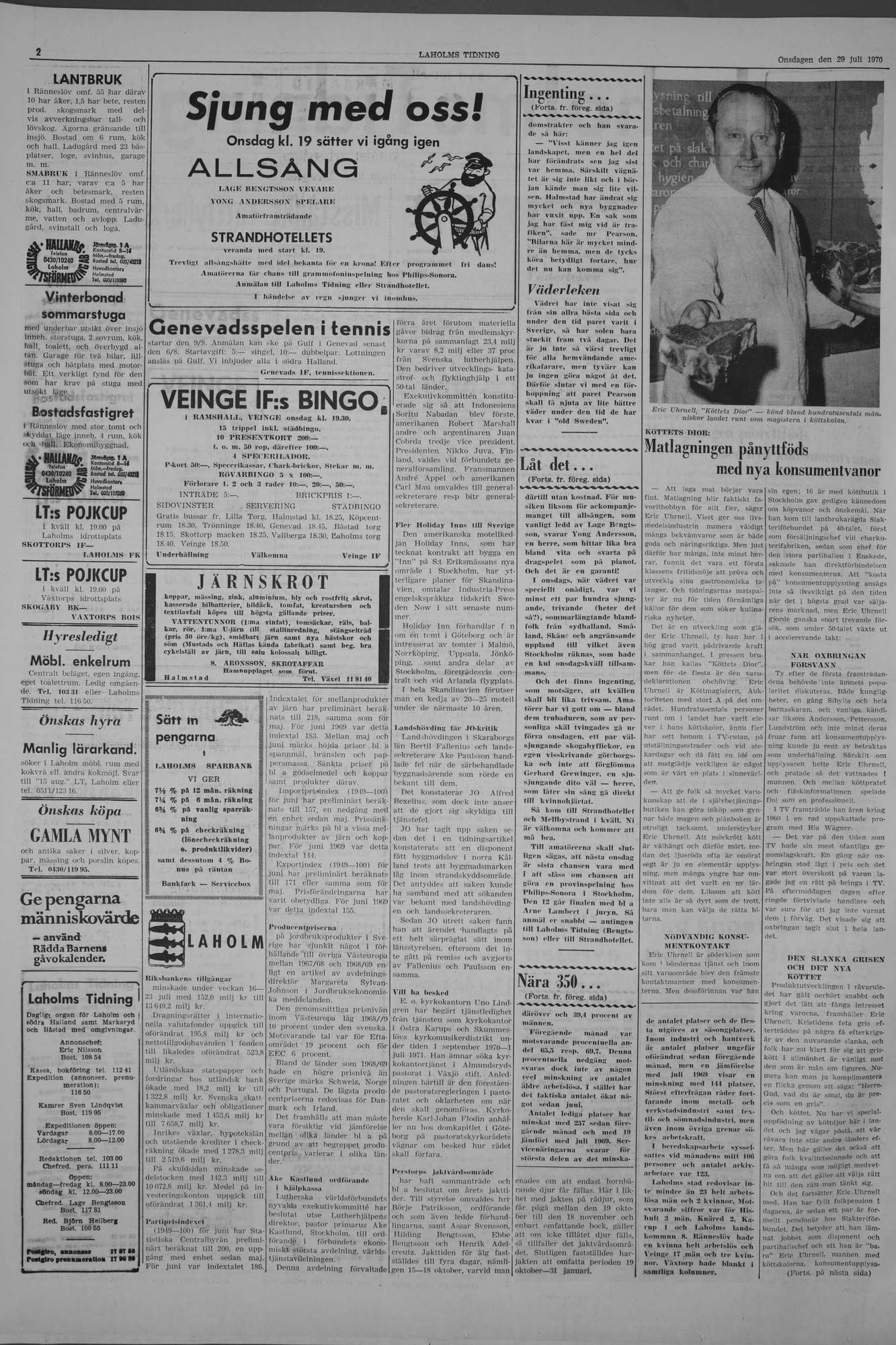 Laholms Tidning Onsdag 29 juli 1970, sida 2