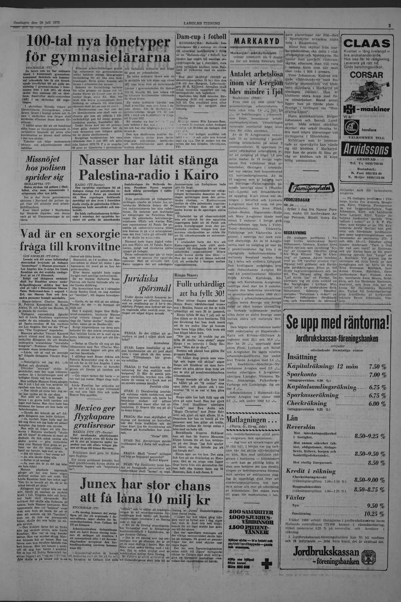 Laholms Tidning Onsdag 29 juli 1970, sida 3