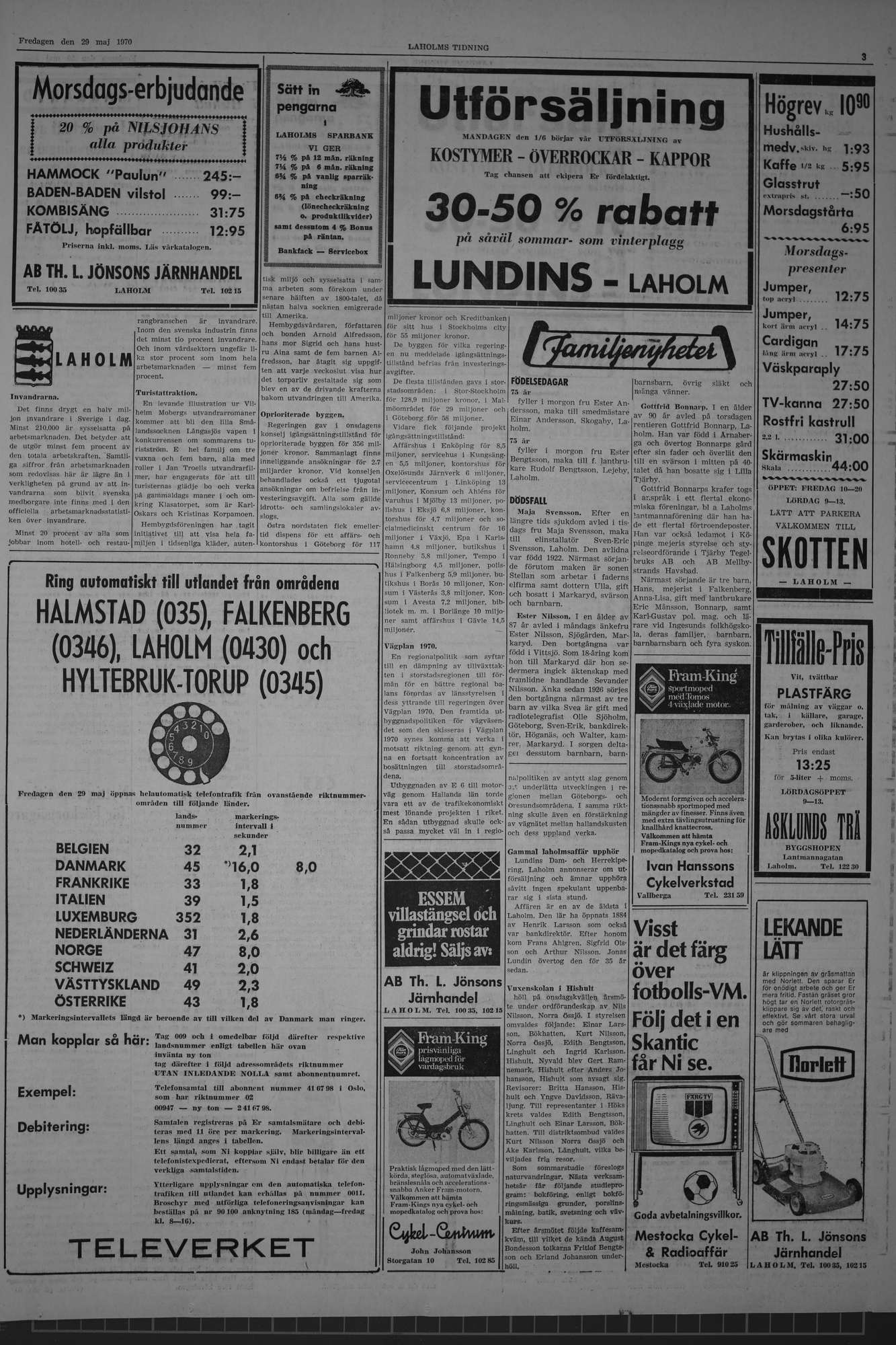 Laholms Tidning Fredag 29 maj 1970, sida 3
