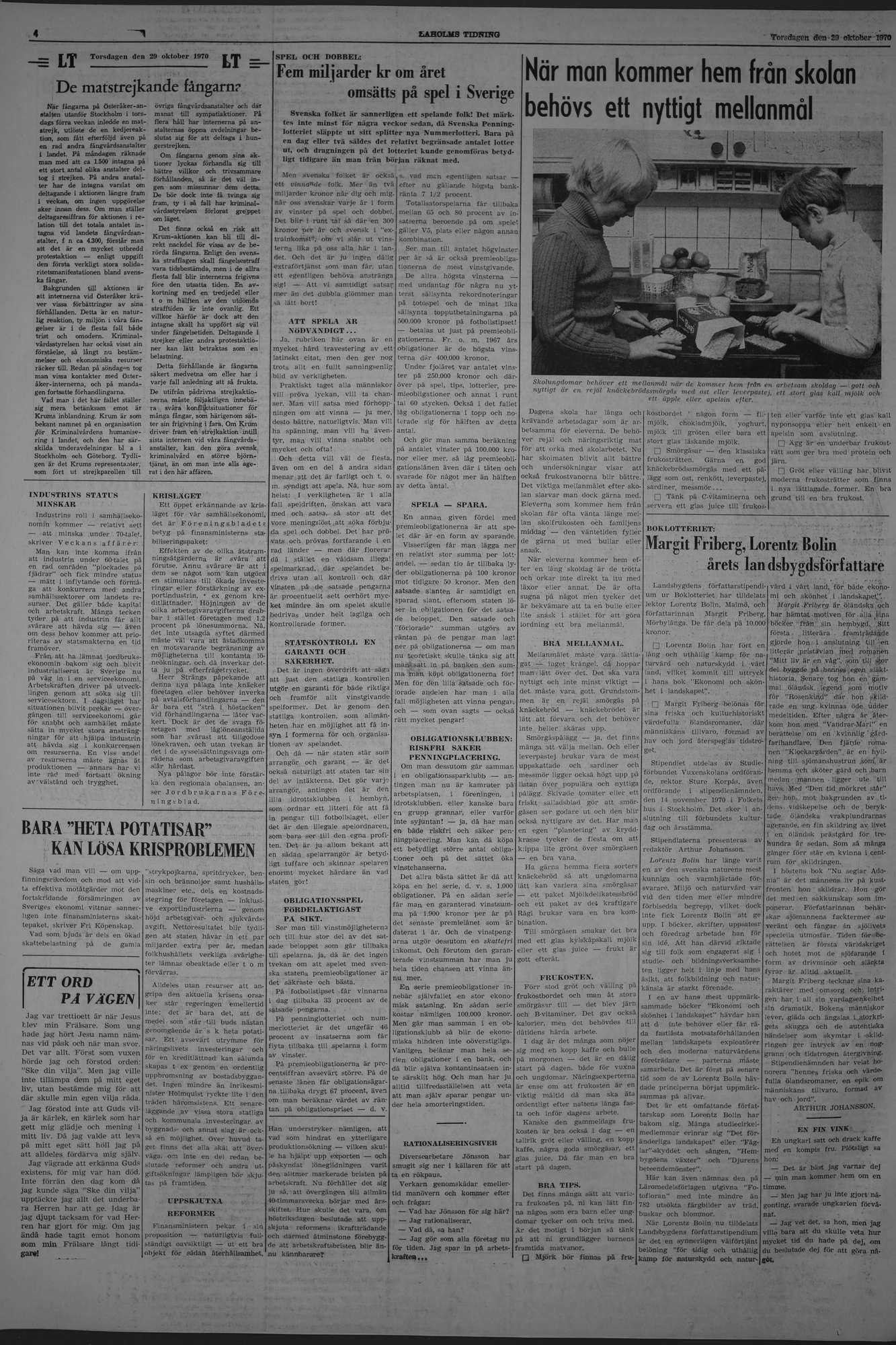 Laholms Tidning Torsdag 29 oktober 1970, sida 4