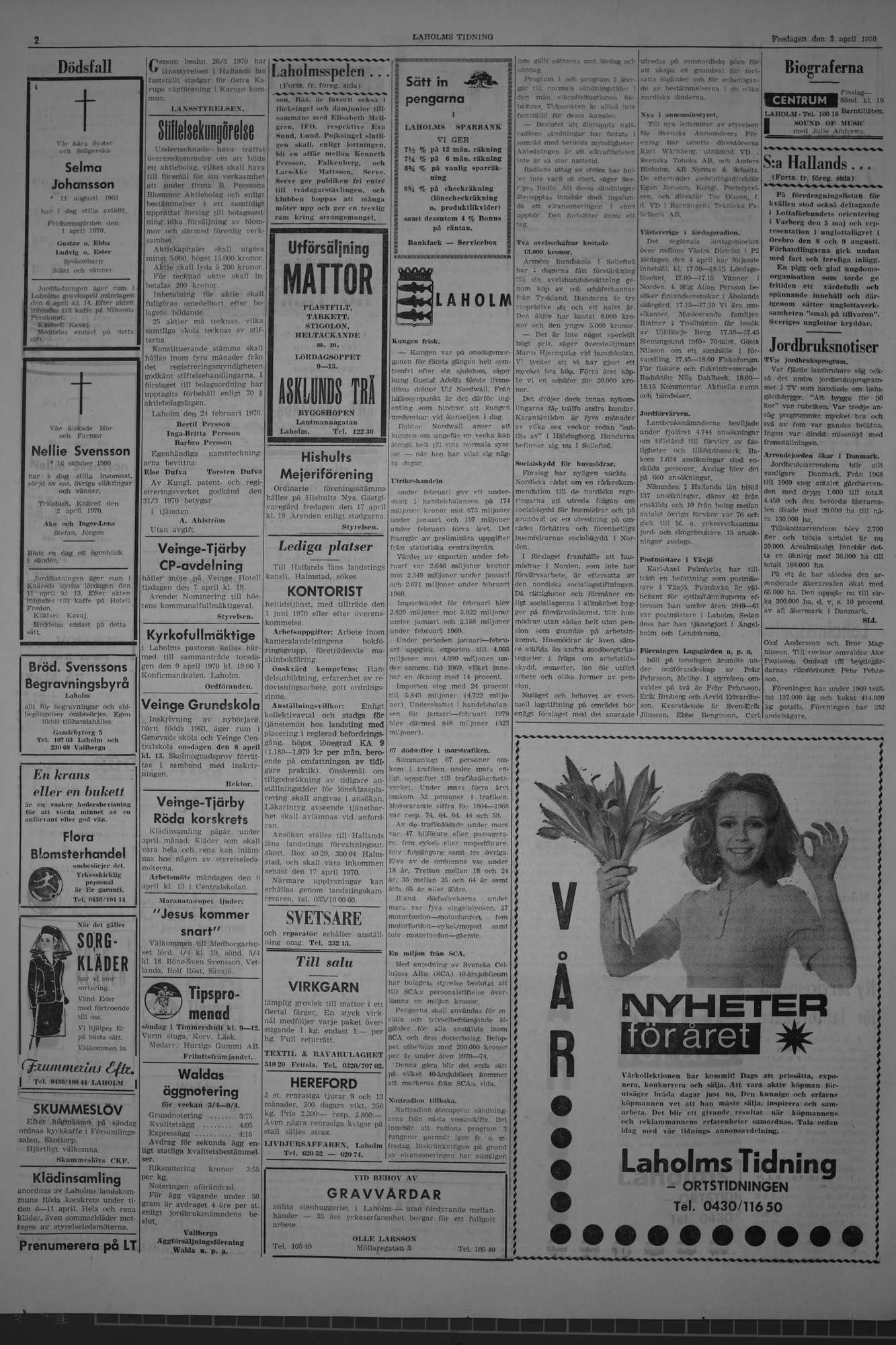 Laholms Tidning Fredag 3 april 1970, sida 2