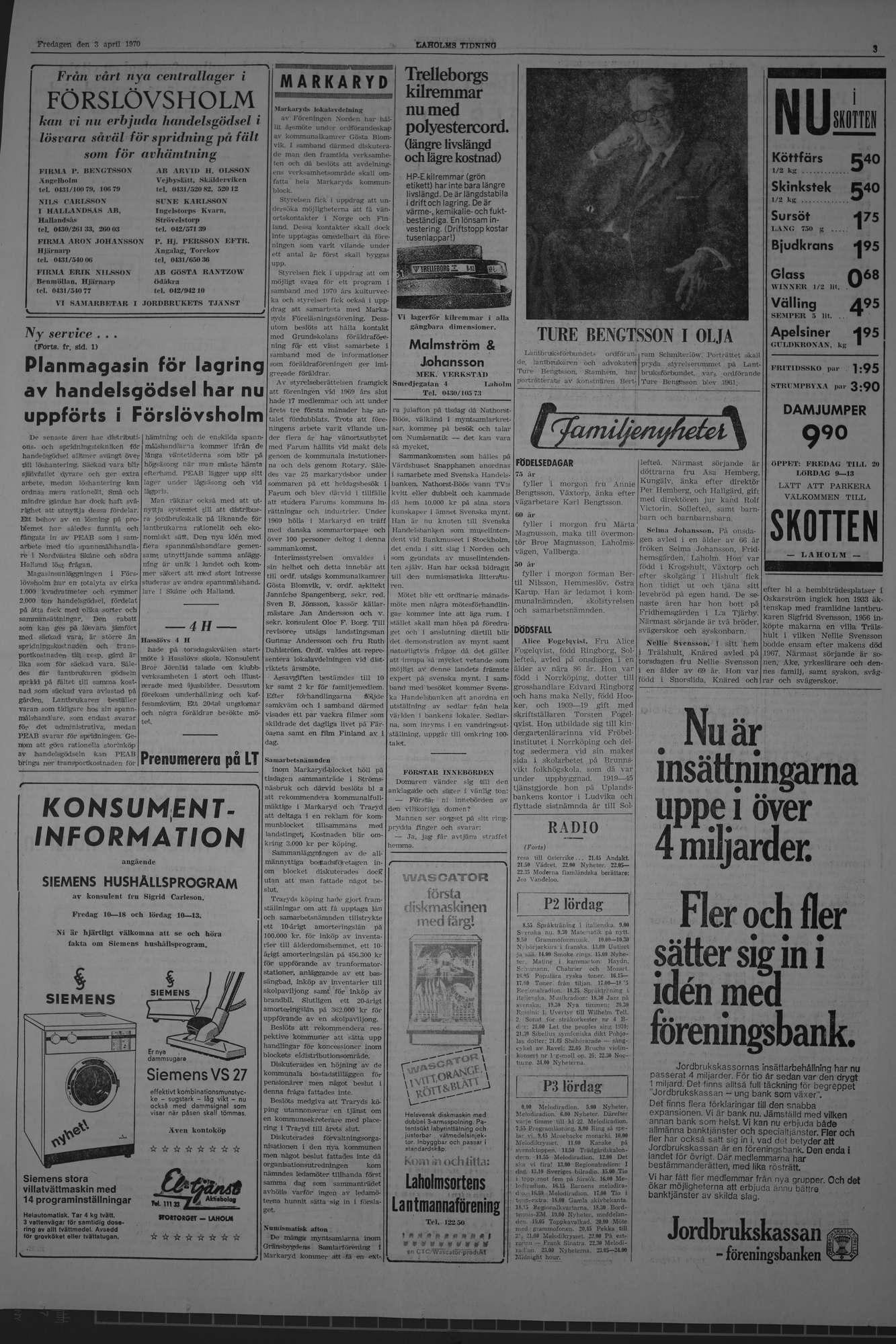 Laholms Tidning Fredag 3 april 1970, sida 3