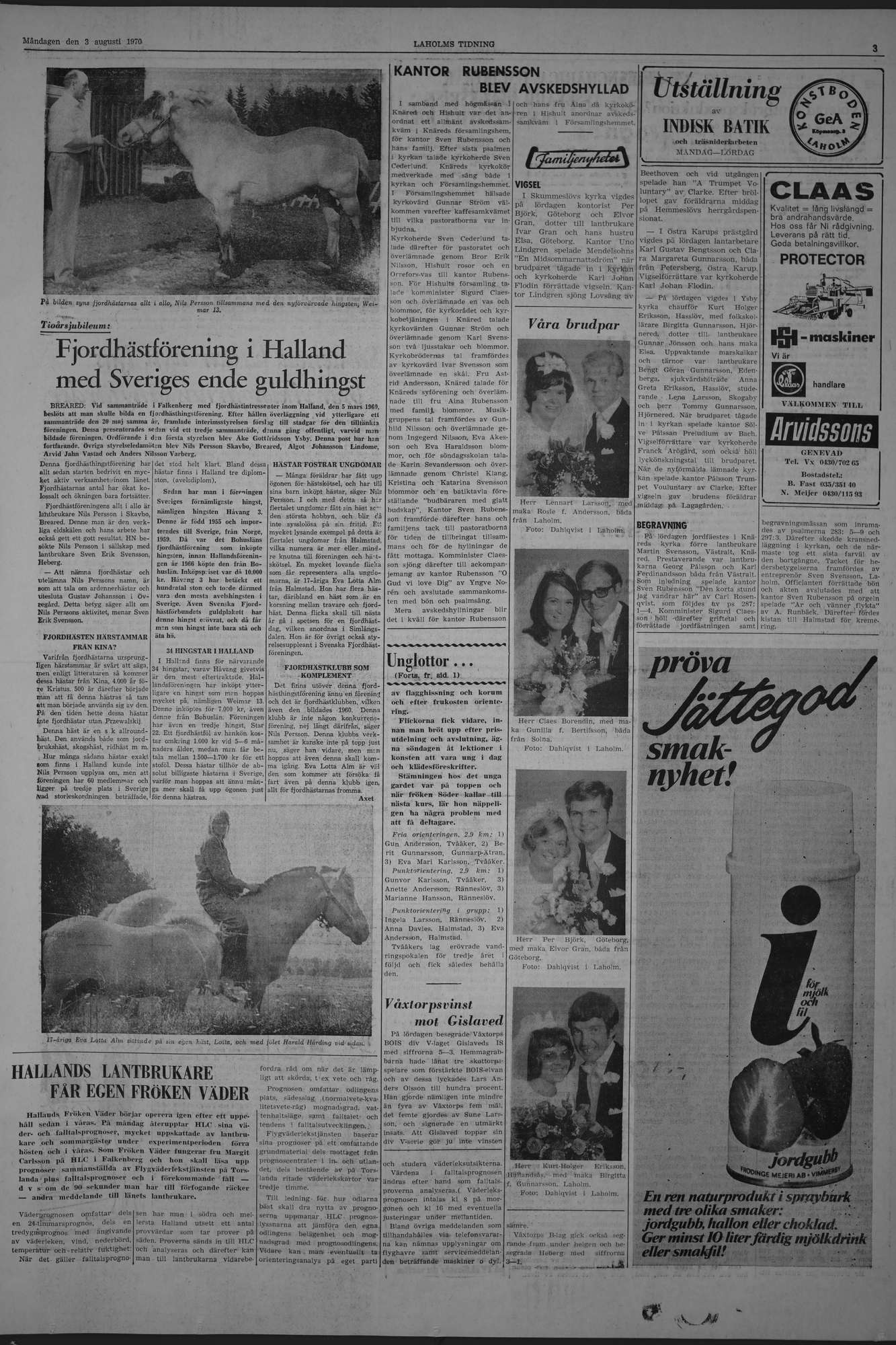 Laholms Tidning Måndag 3 augusti 1970, sida 3