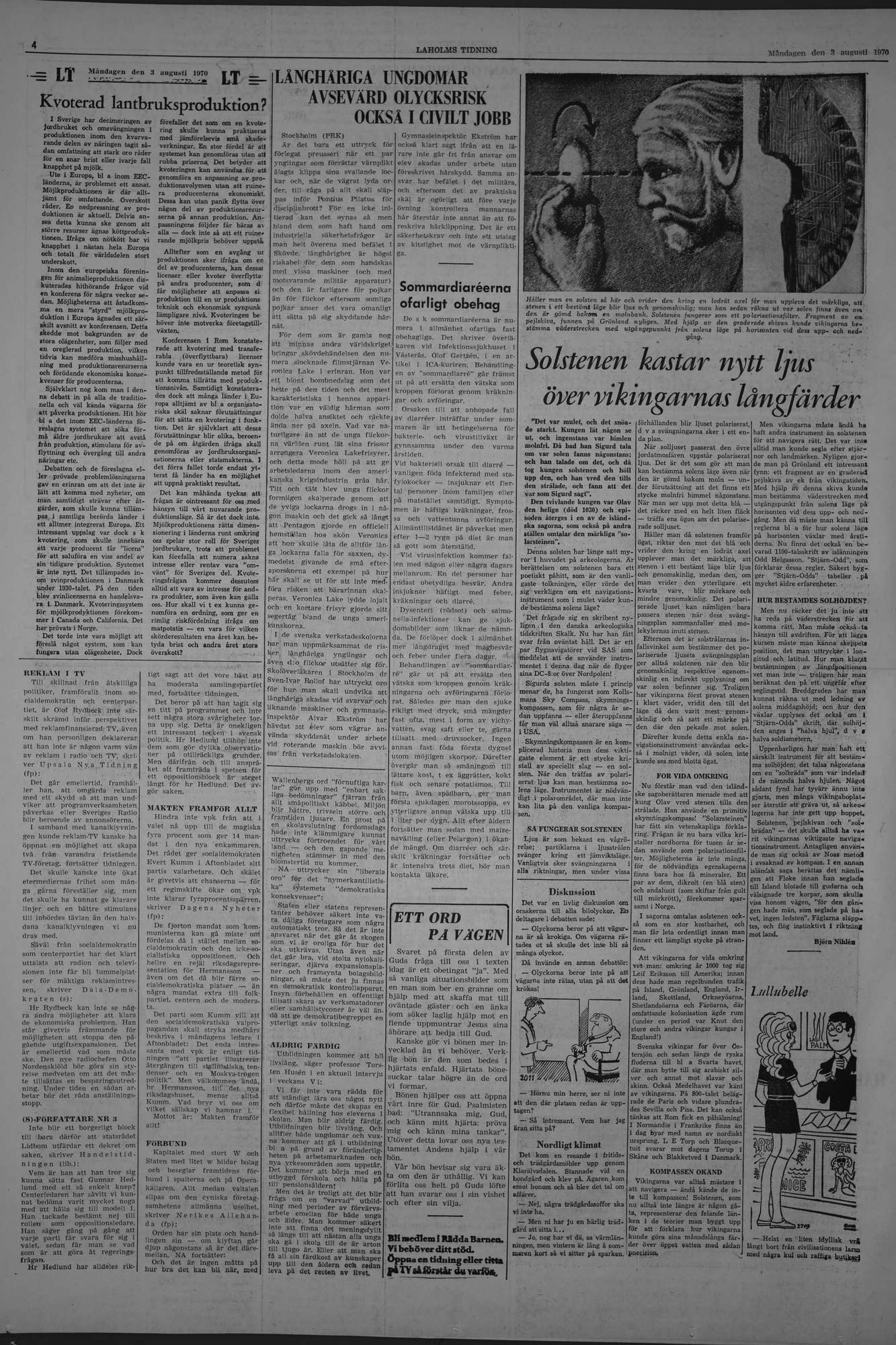 Laholms Tidning Måndag 3 augusti 1970, sida 4