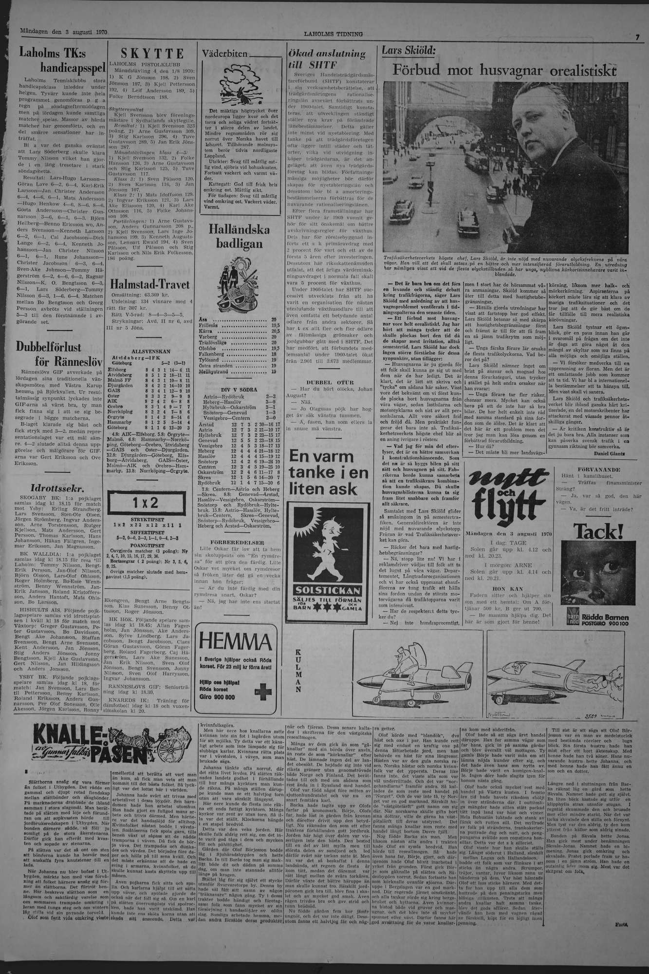 Laholms Tidning Måndag 3 augusti 1970, sida 7