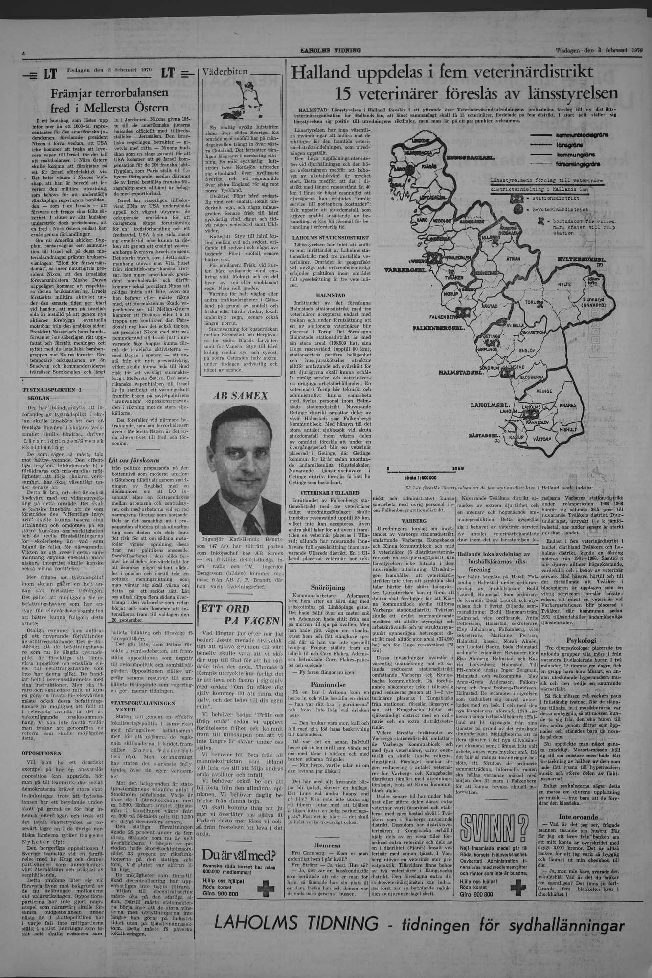 Laholms Tidning Tisdag 3 februari 1970, sida 4