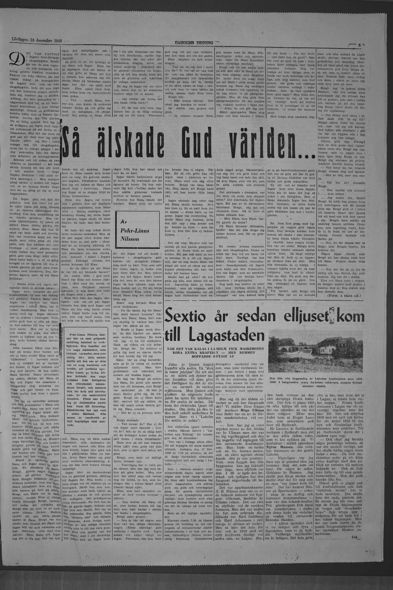 Laholms Tidning Lördag 24 december 1949, sida 5