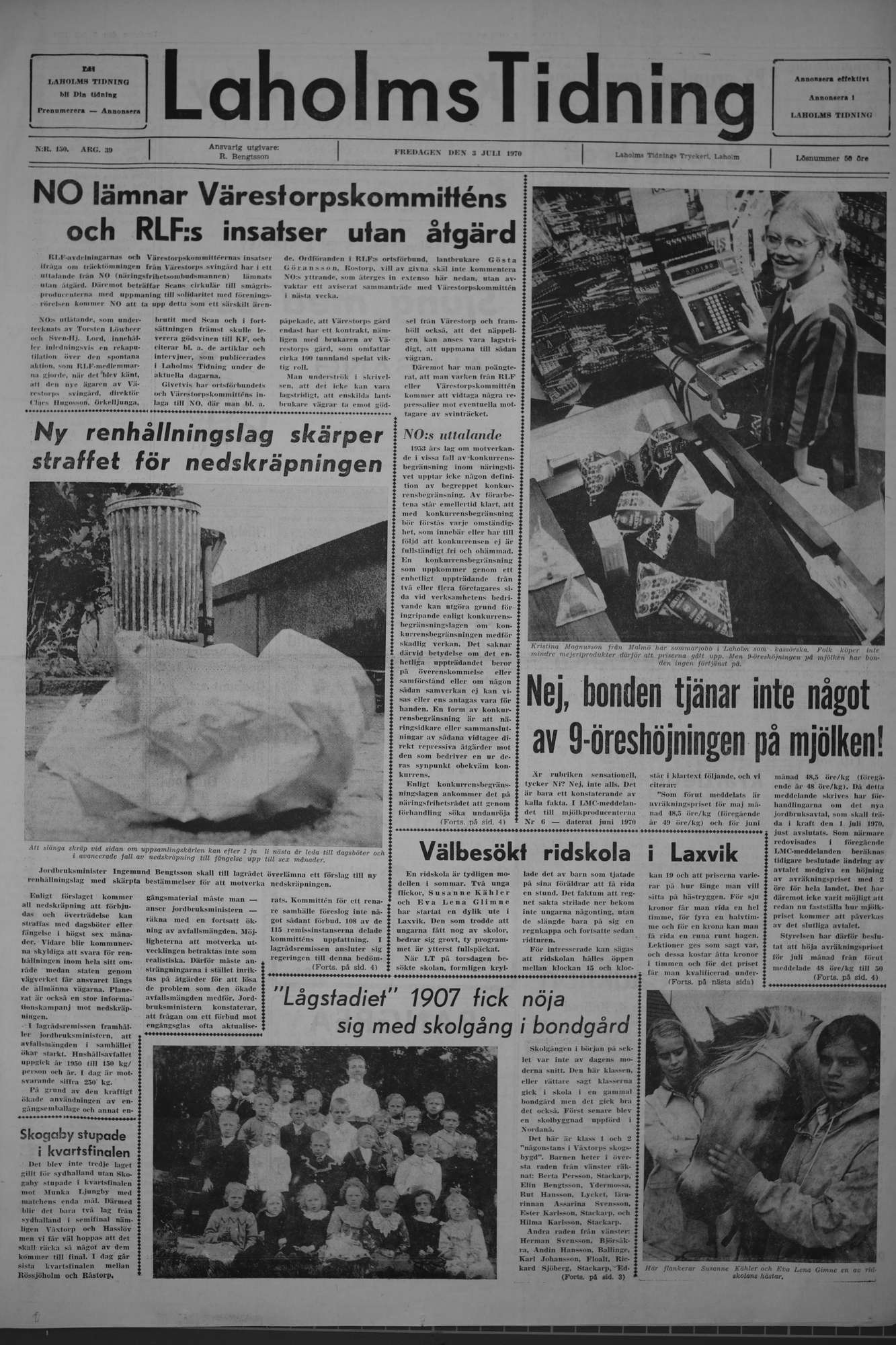 Laholms Tidning Fredag 3 juli 1970, sida 1