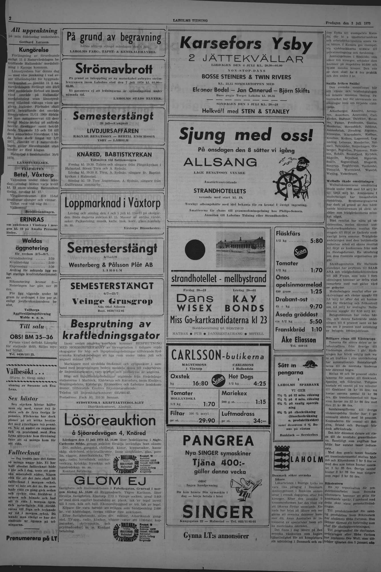 Laholms Tidning Fredag 3 juli 1970, sida 2
