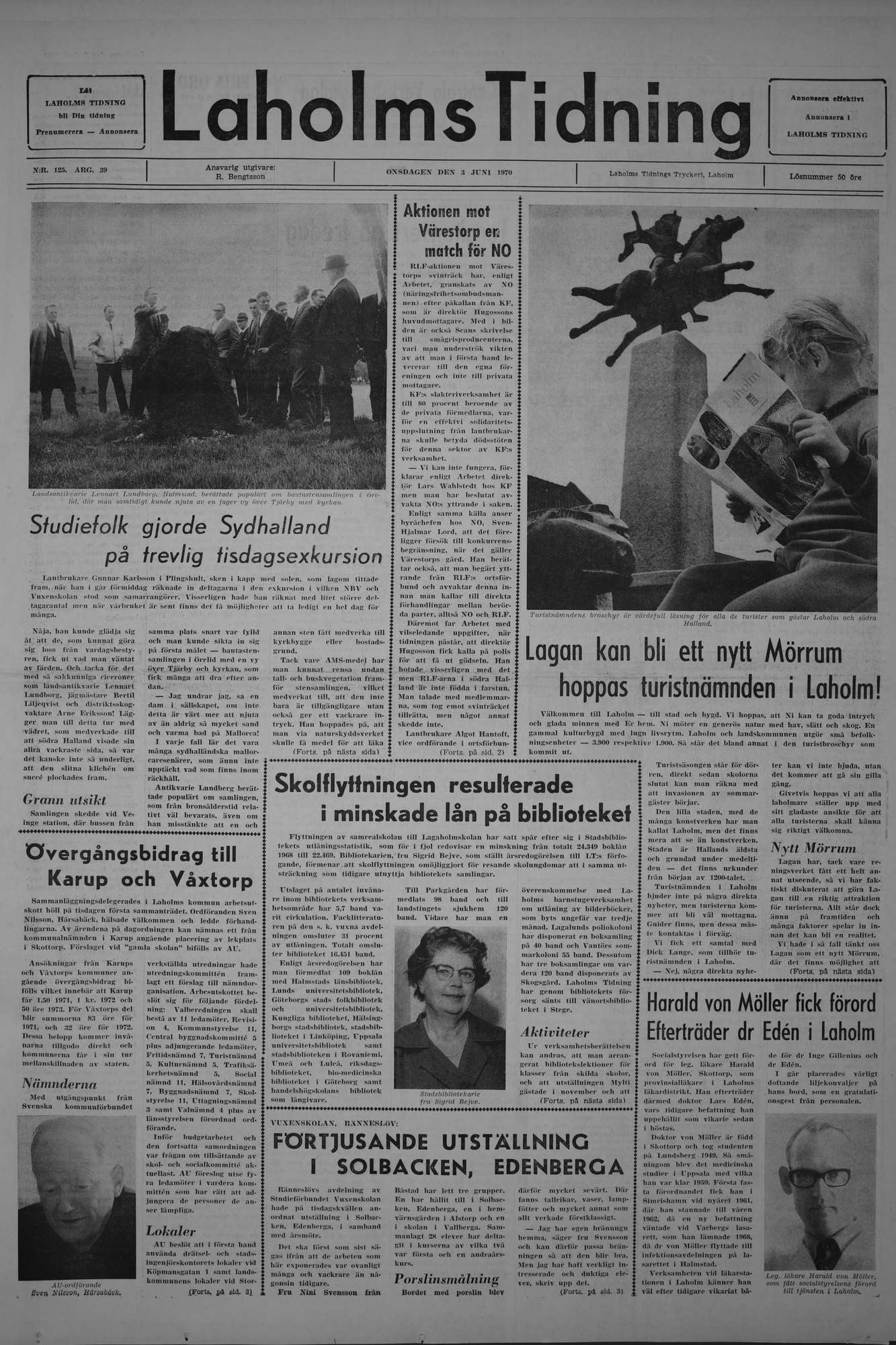 Laholms Tidning Onsdag 3 juni 1970, sida 1