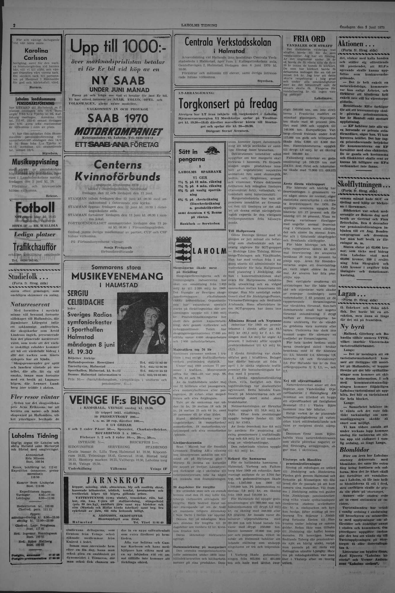 Laholms Tidning Onsdag 3 juni 1970, sida 2