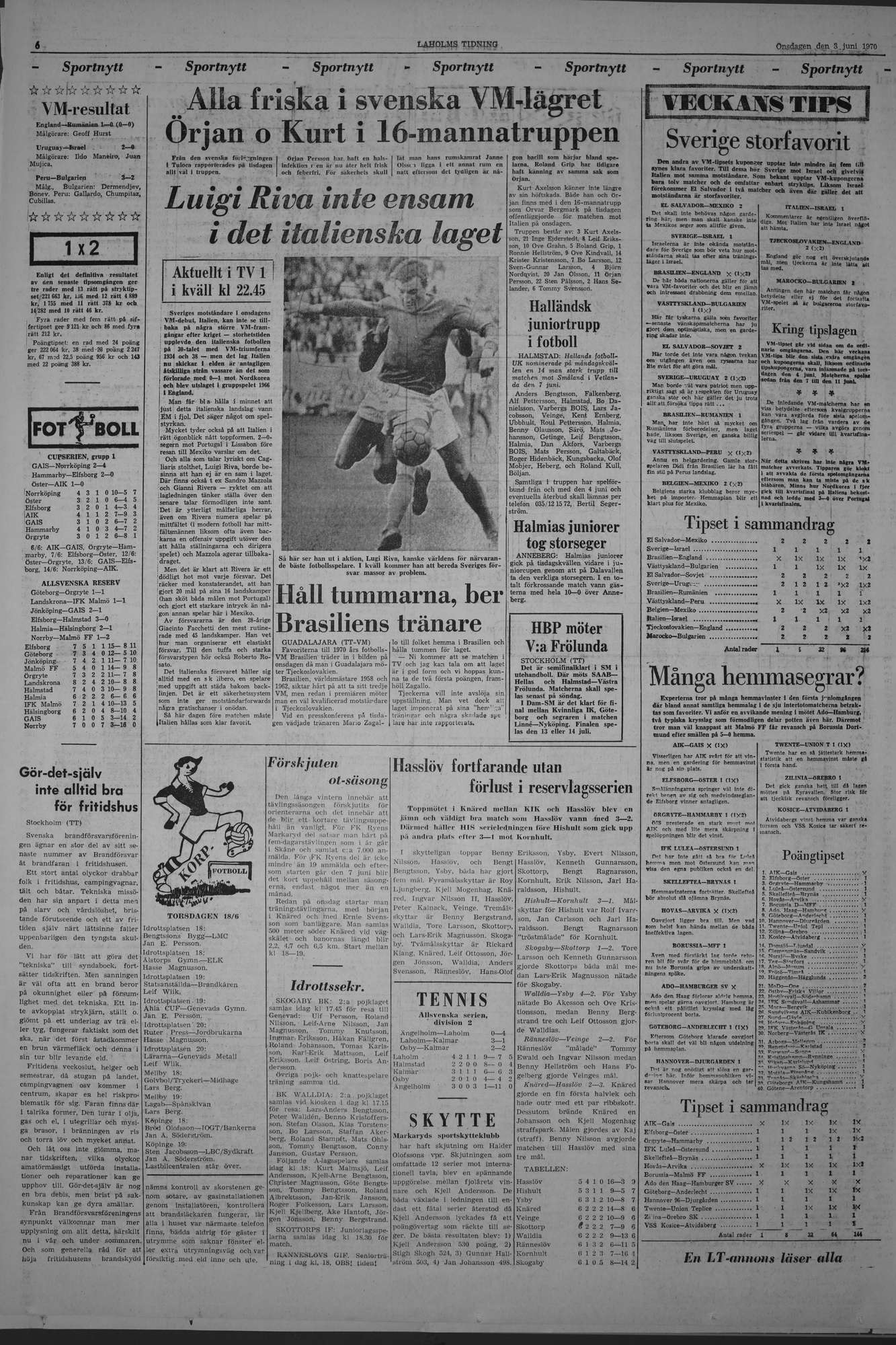 Laholms Tidning Onsdag 3 juni 1970, sida 6