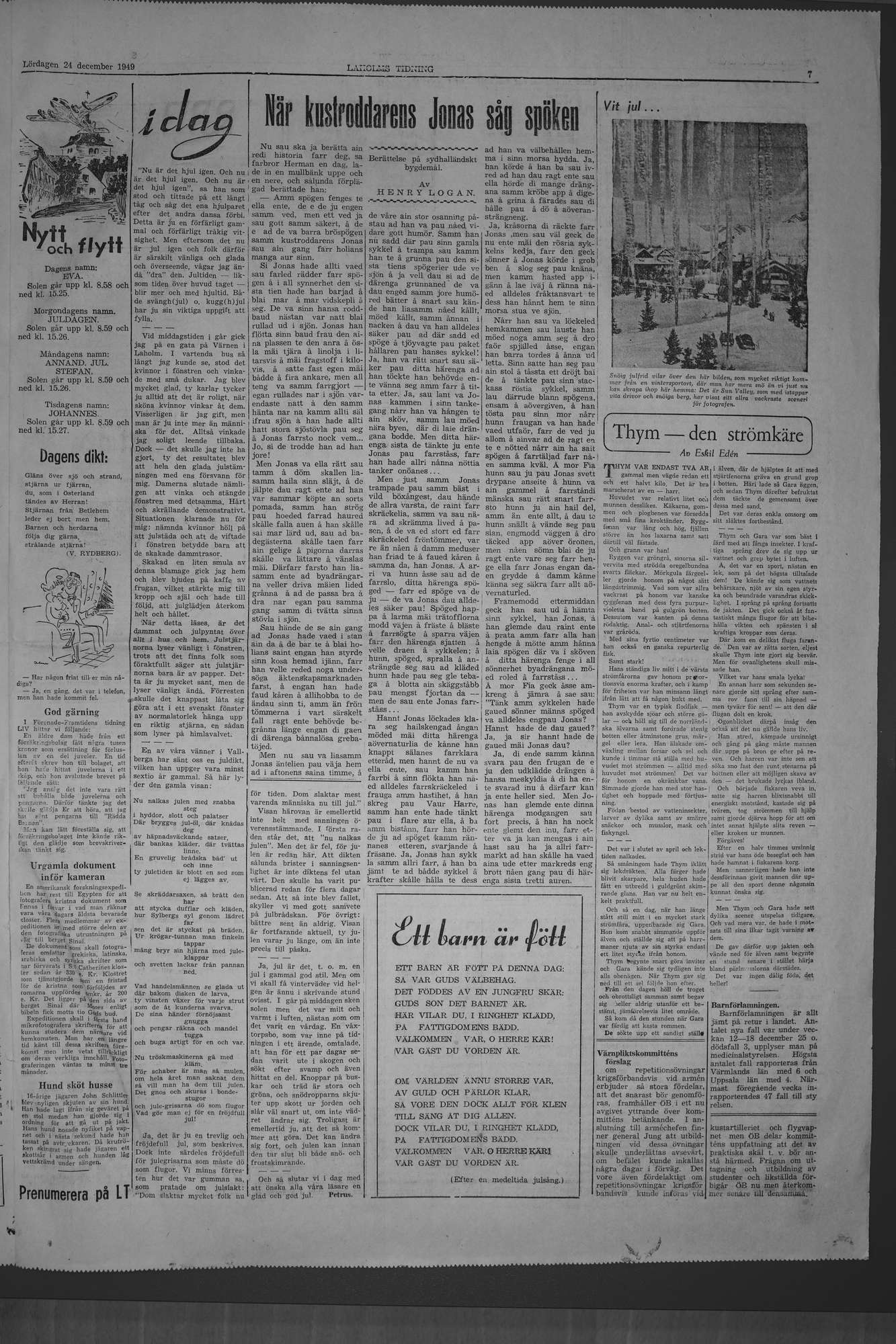 Laholms Tidning Lördag 24 december 1949, sida 7