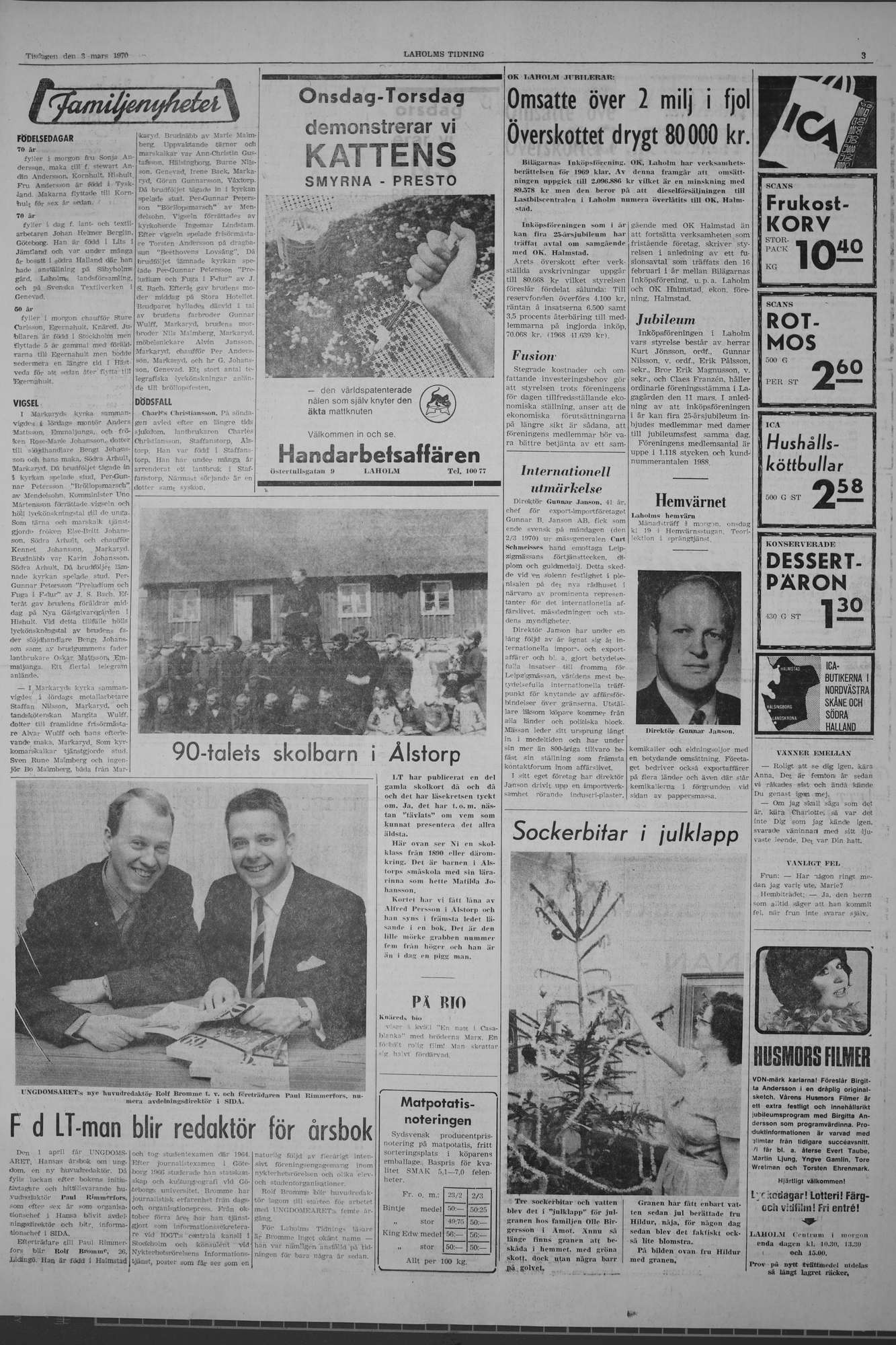 Laholms Tidning Tisdag 3 mars 1970, sida 3