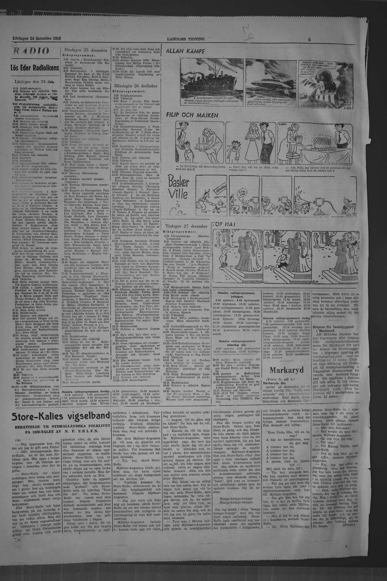 Laholms Tidning Lördag 24 december 1949, sida 8