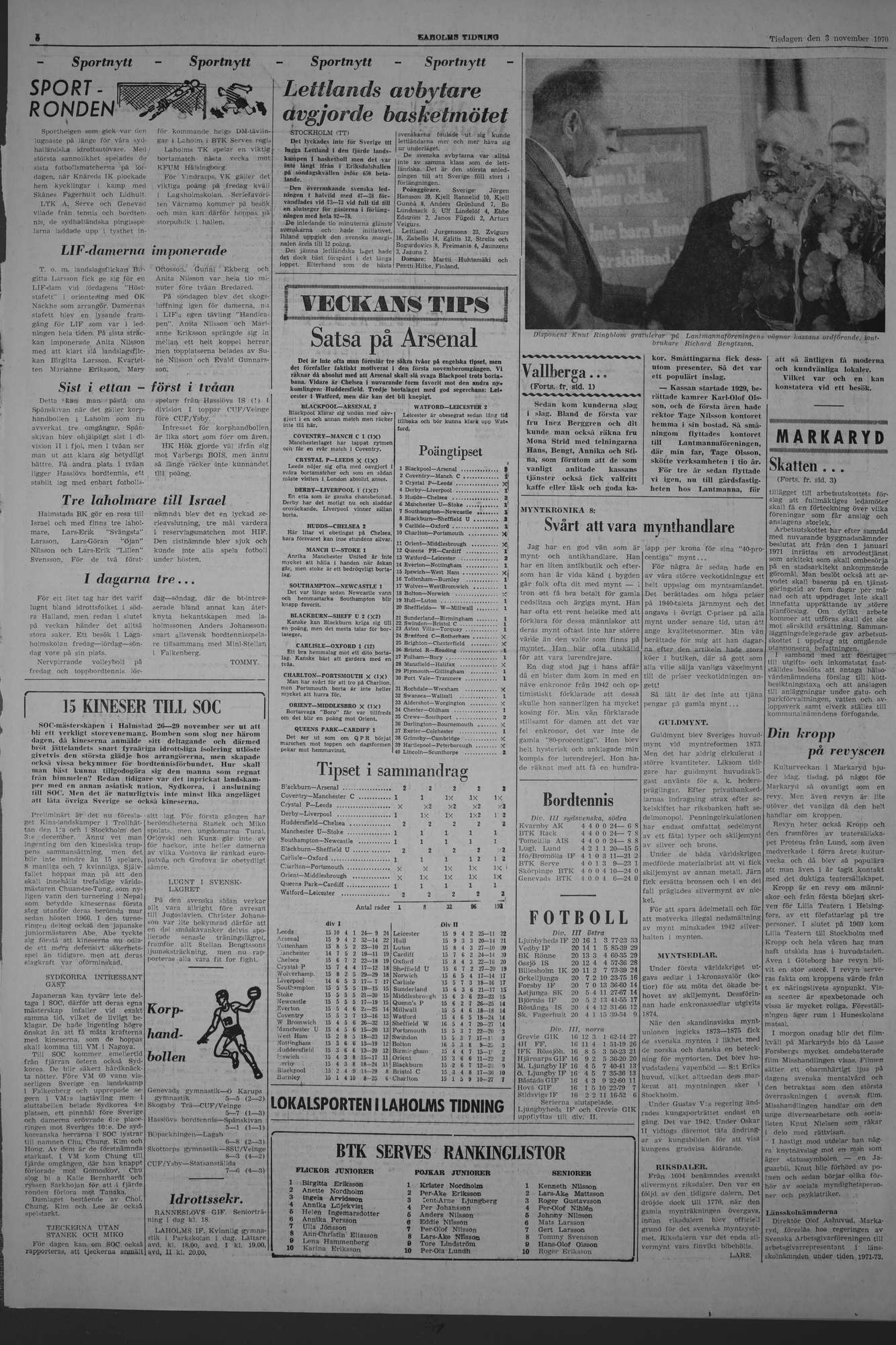 Laholms Tidning Tisdag 3 november 1970, sida 6