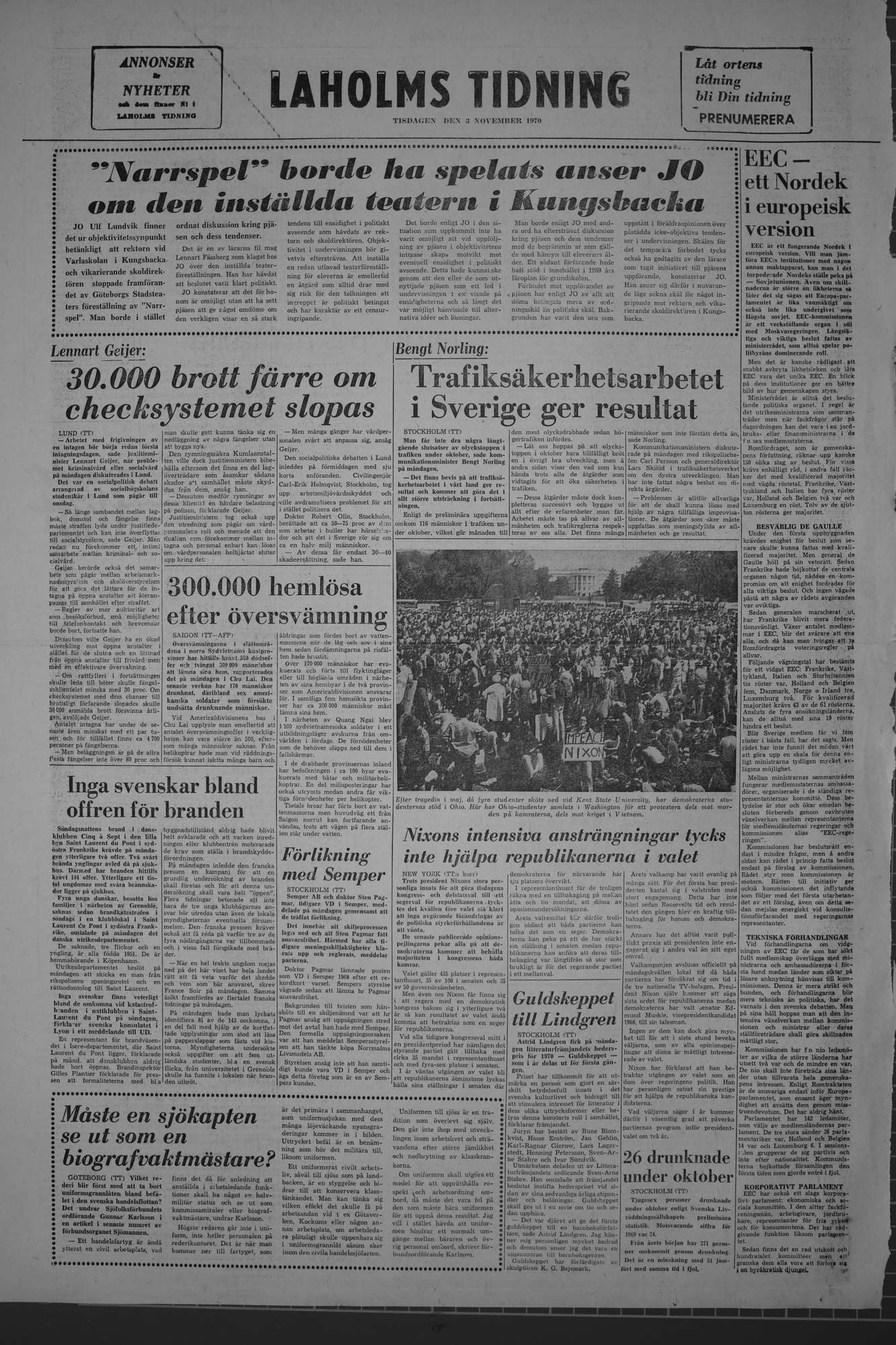 Laholms Tidning Tisdag 3 november 1970, sida 8