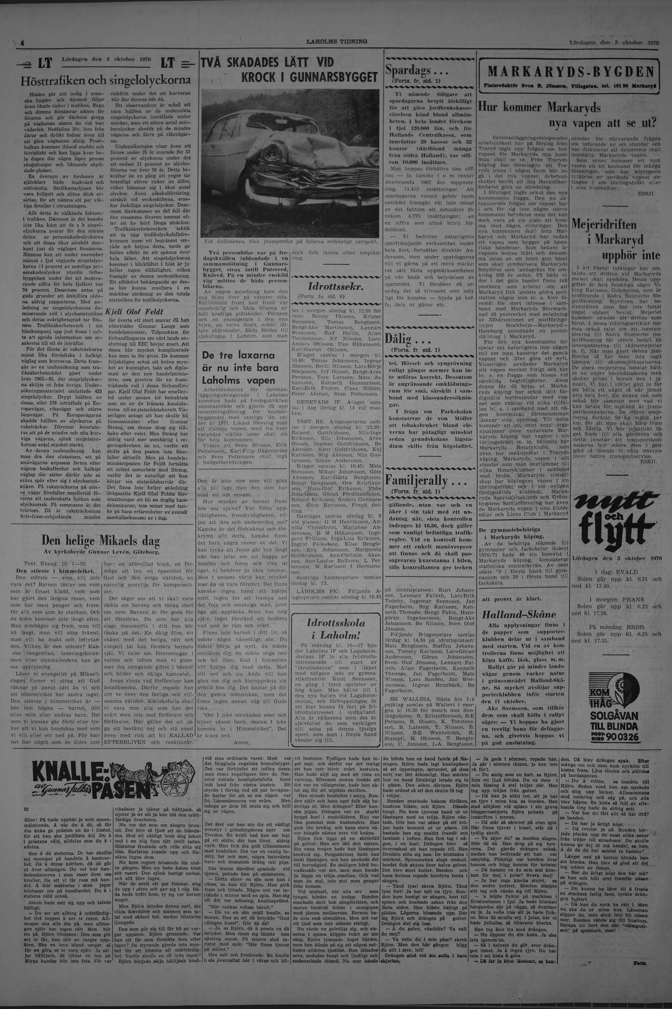 Laholms Tidning Lördag 3 oktober 1970, sida 4