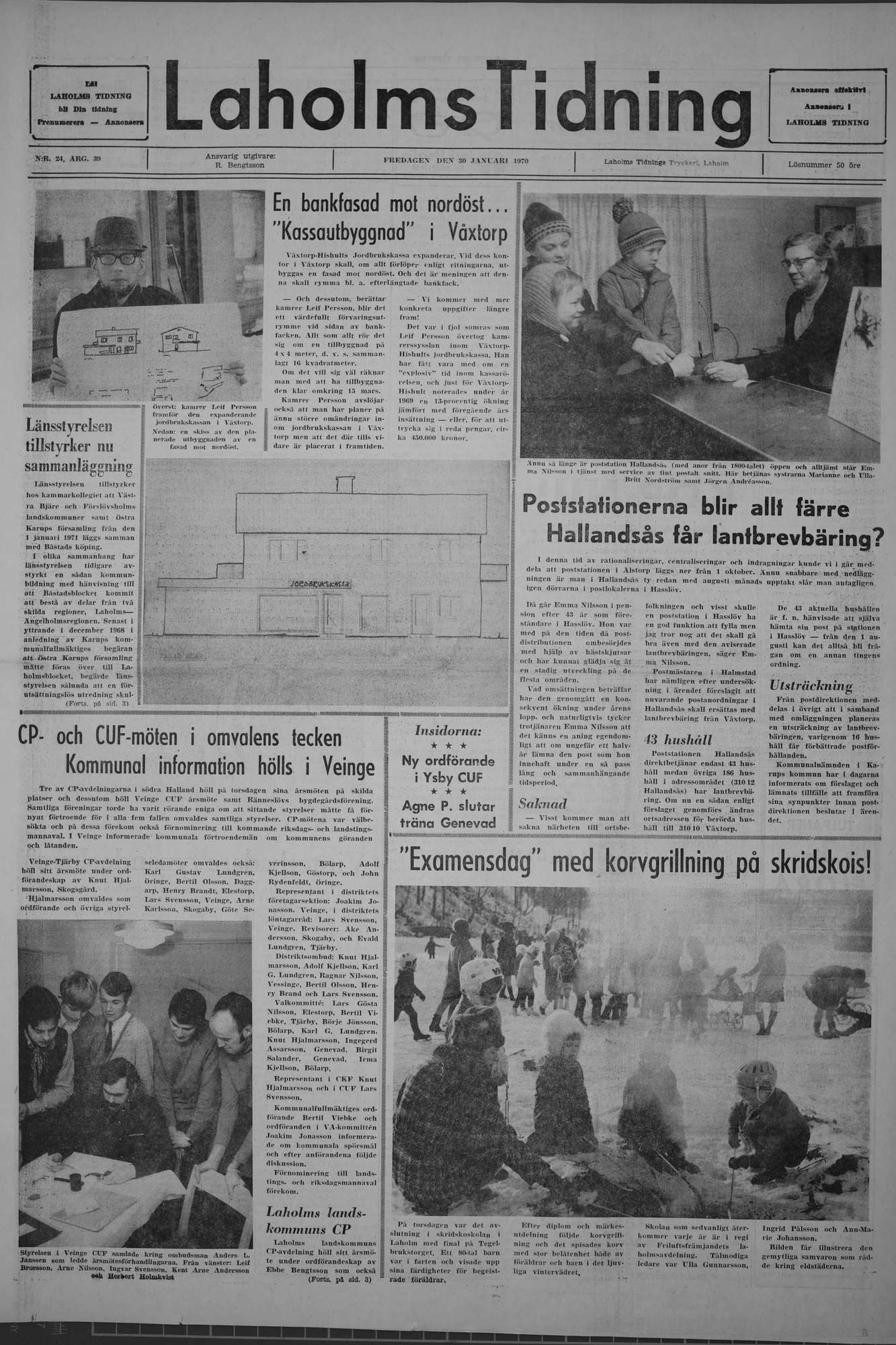 Laholms Tidning Fredag 30 januari 1970, sida 1