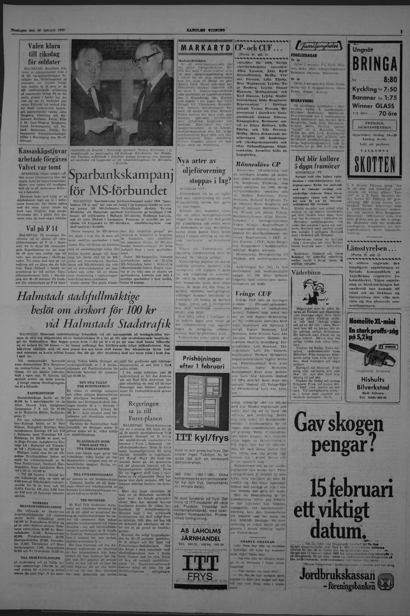 Laholms Tidning Fredag 30 januari 1970, sida 3