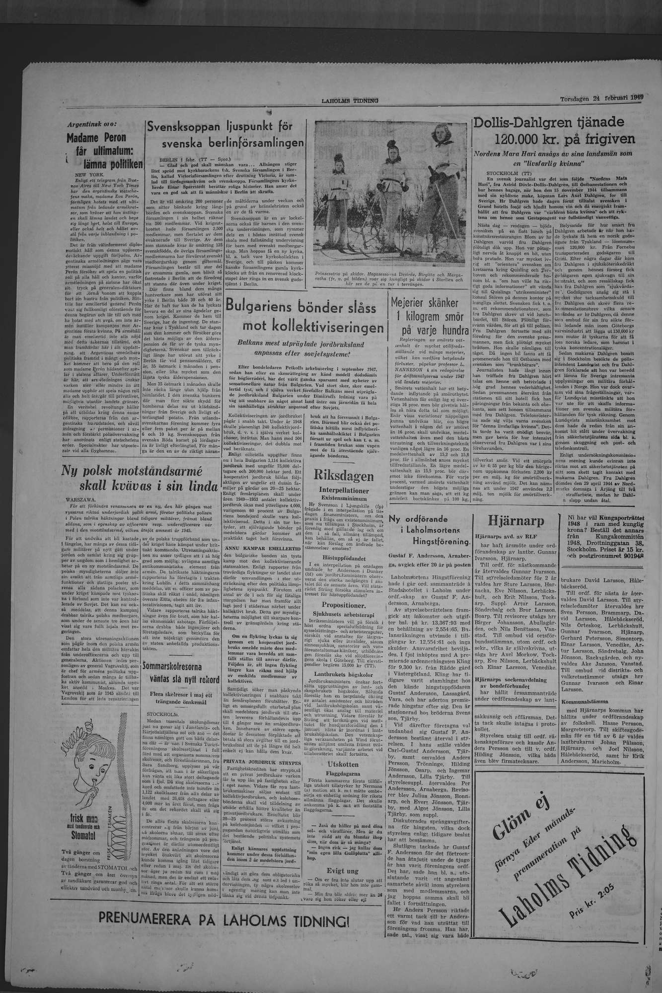 Laholms Tidning Torsdag 24 februari 1949, sida 4