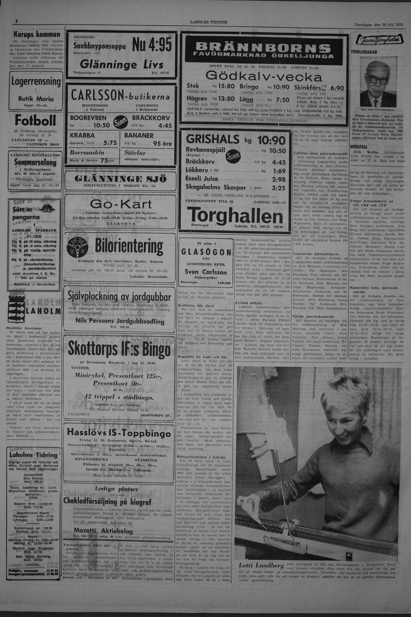 Laholms Tidning Torsdag 30 juli 1970, sida 2