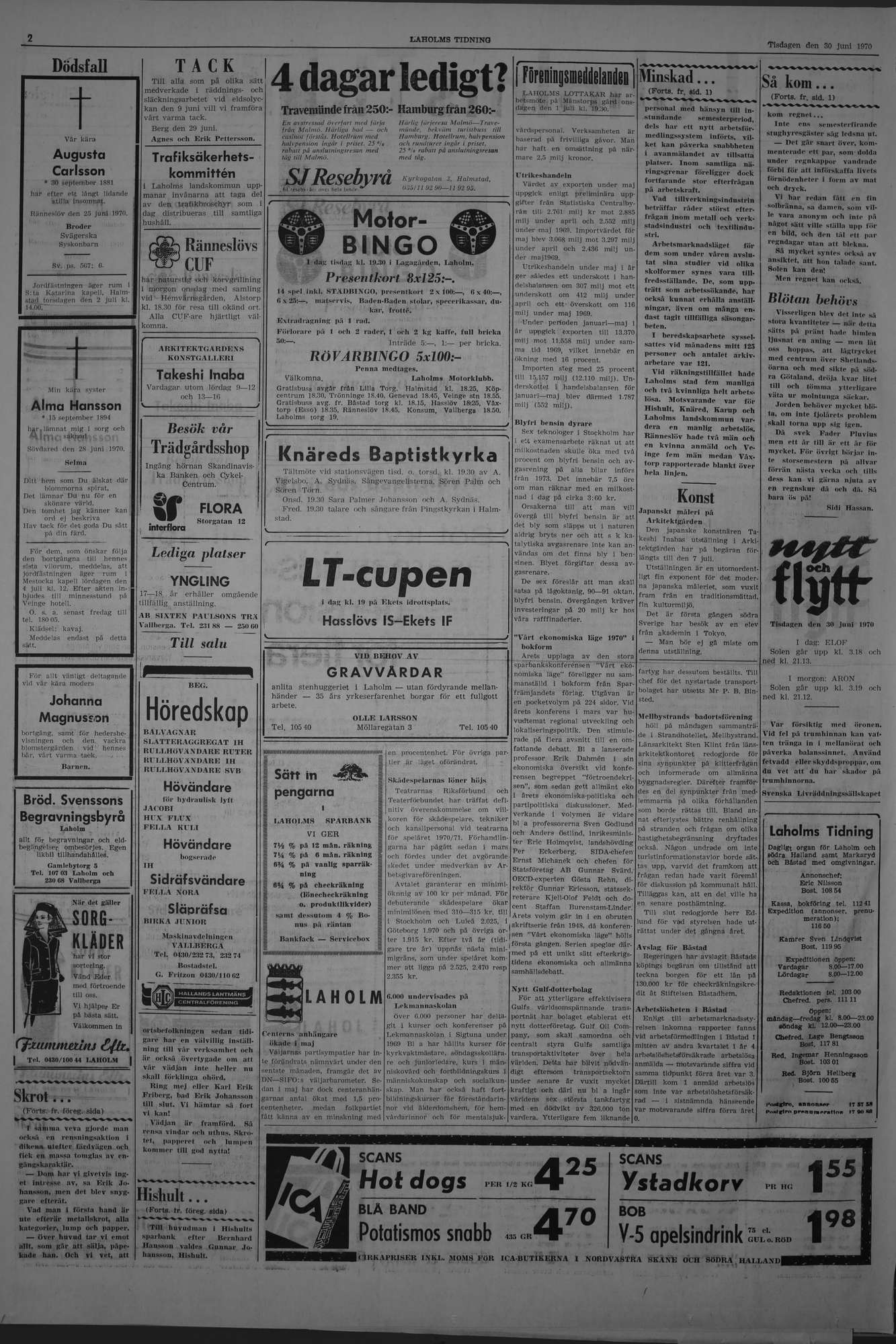 Laholms Tidning Tisdag 30 juni 1970, sida 2