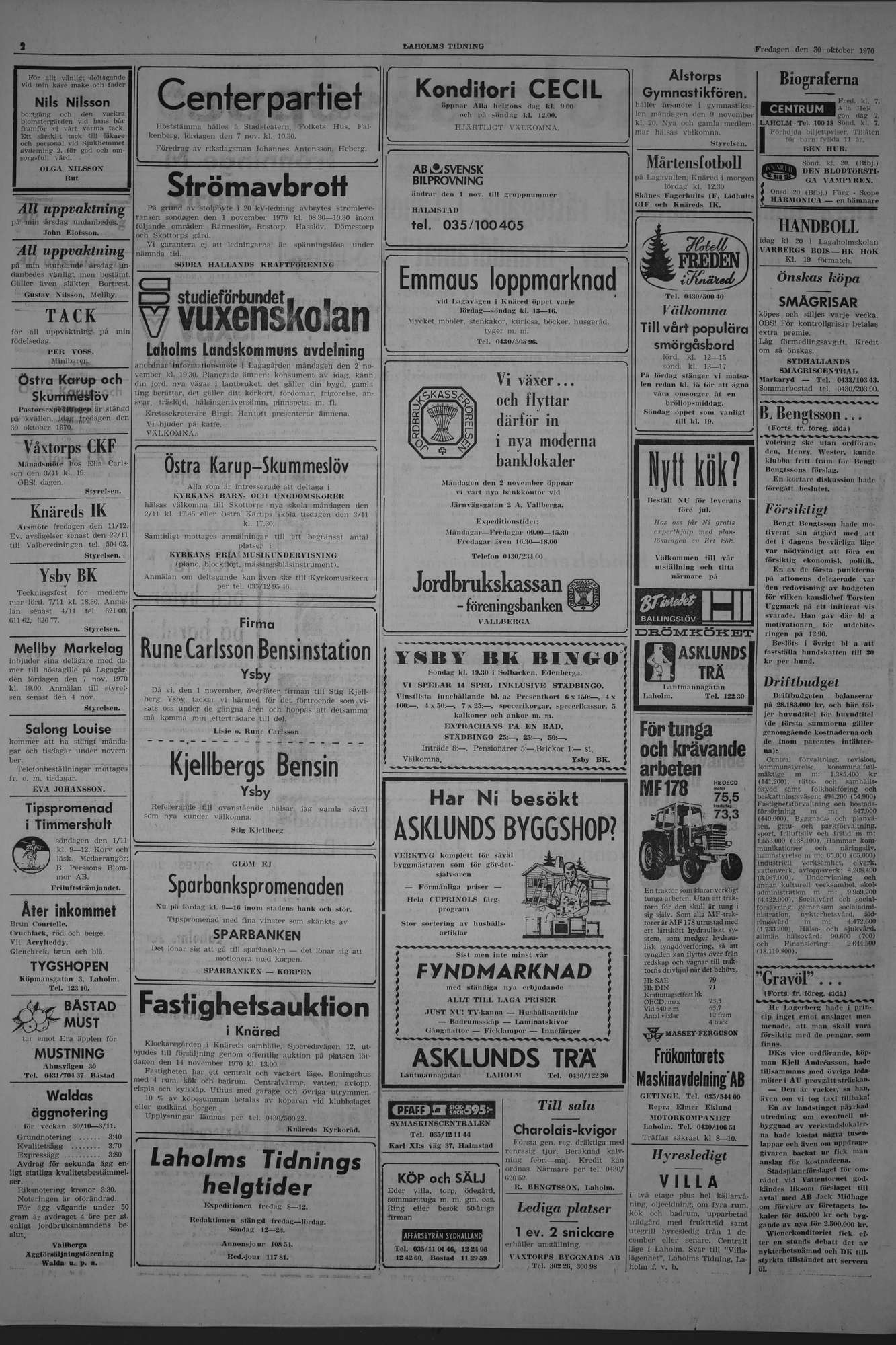 Laholms Tidning Fredag 30 oktober 1970, sida 2