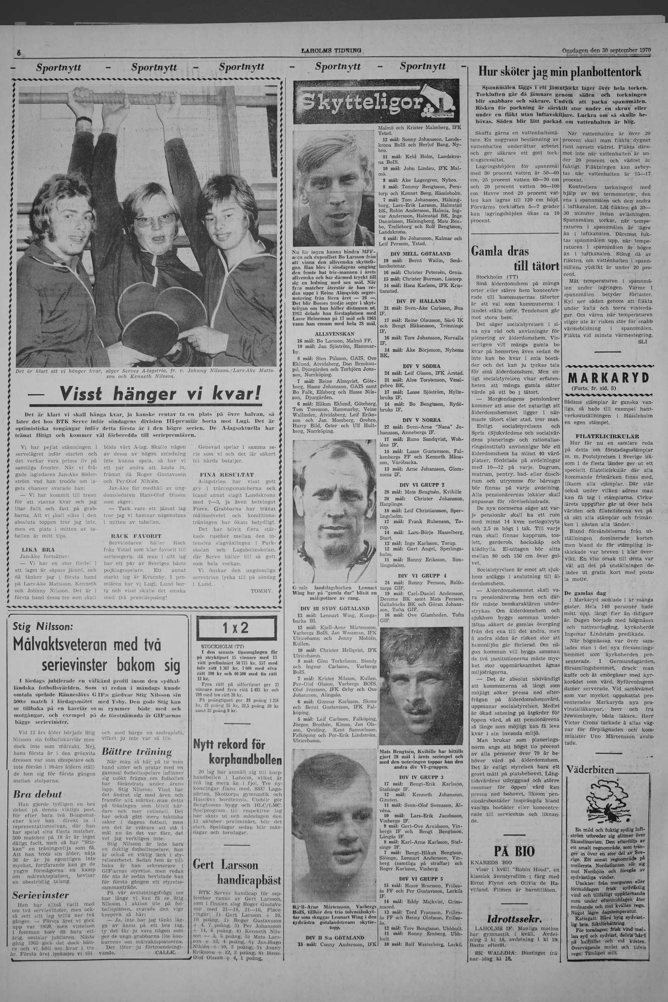 Laholms Tidning Onsdag 30 september 1970, sida 6