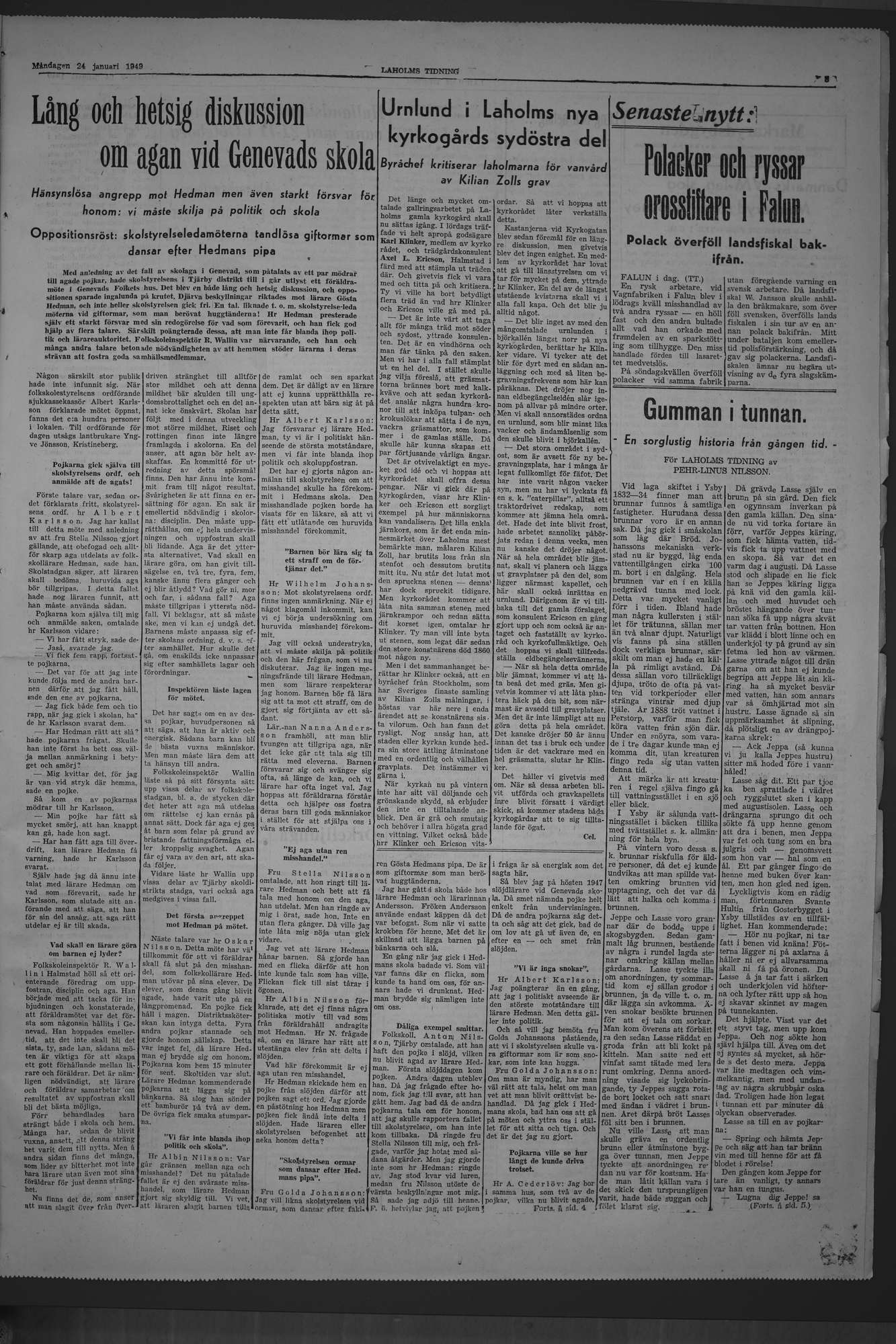 Laholms Tidning Måndag 24 januari 1949, sida 3