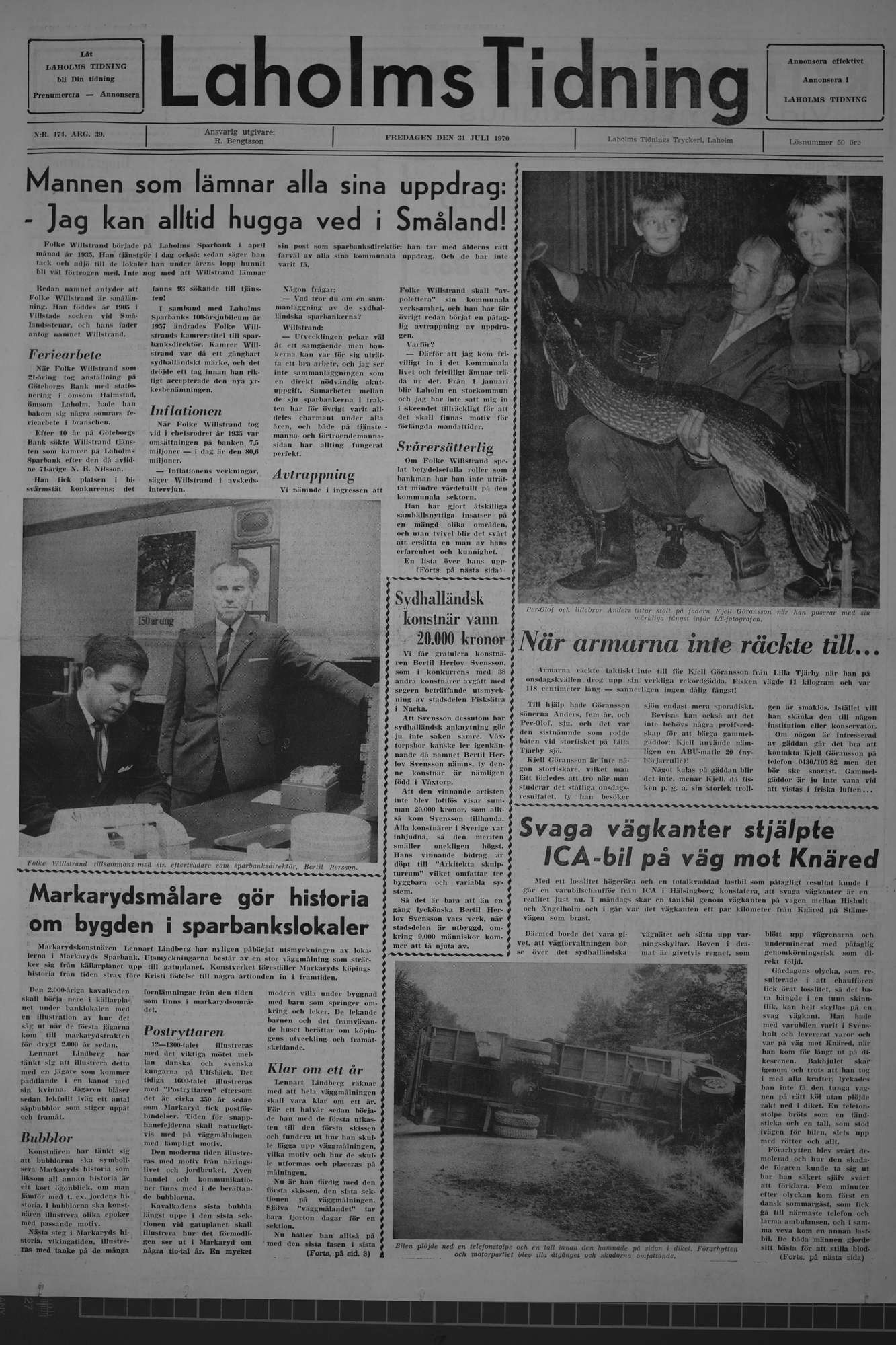 Laholms Tidning Fredag 31 juli 1970, sida 1