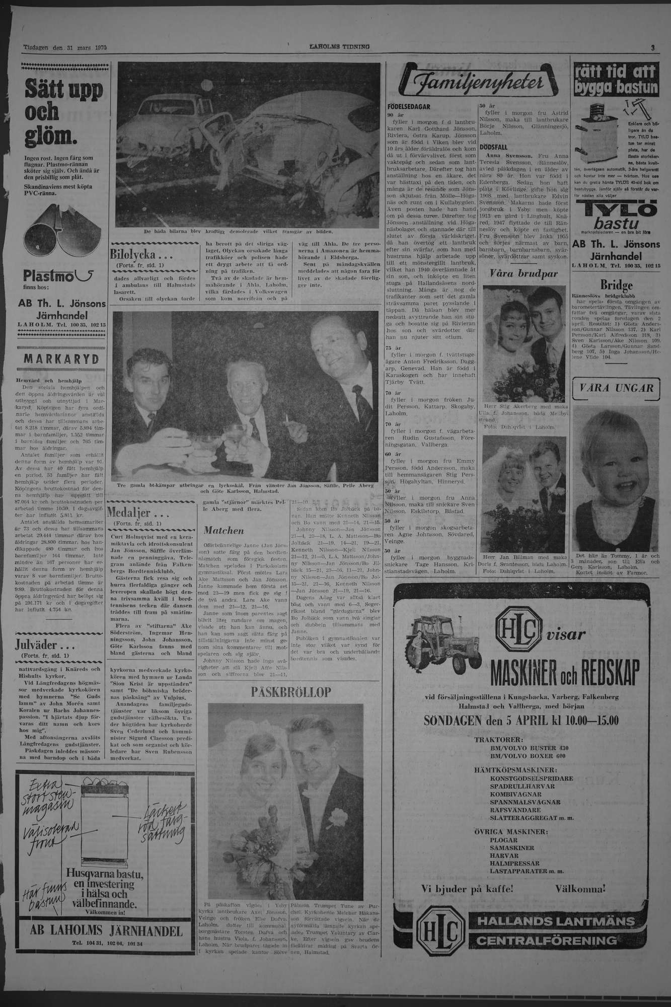 Laholms Tidning Tisdag 31 mars 1970, sida 3