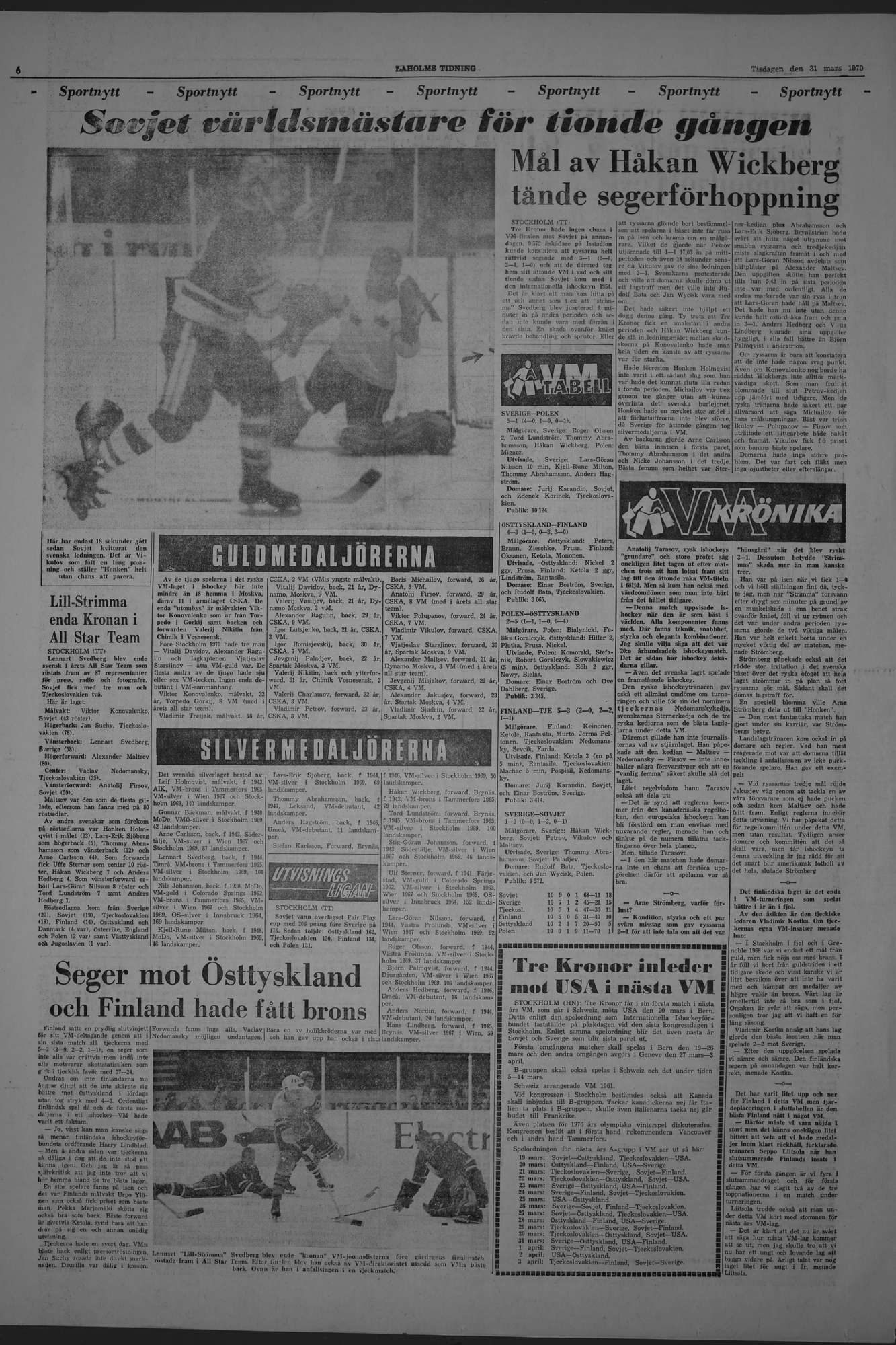 Laholms Tidning Tisdag 31 mars 1970, sida 6