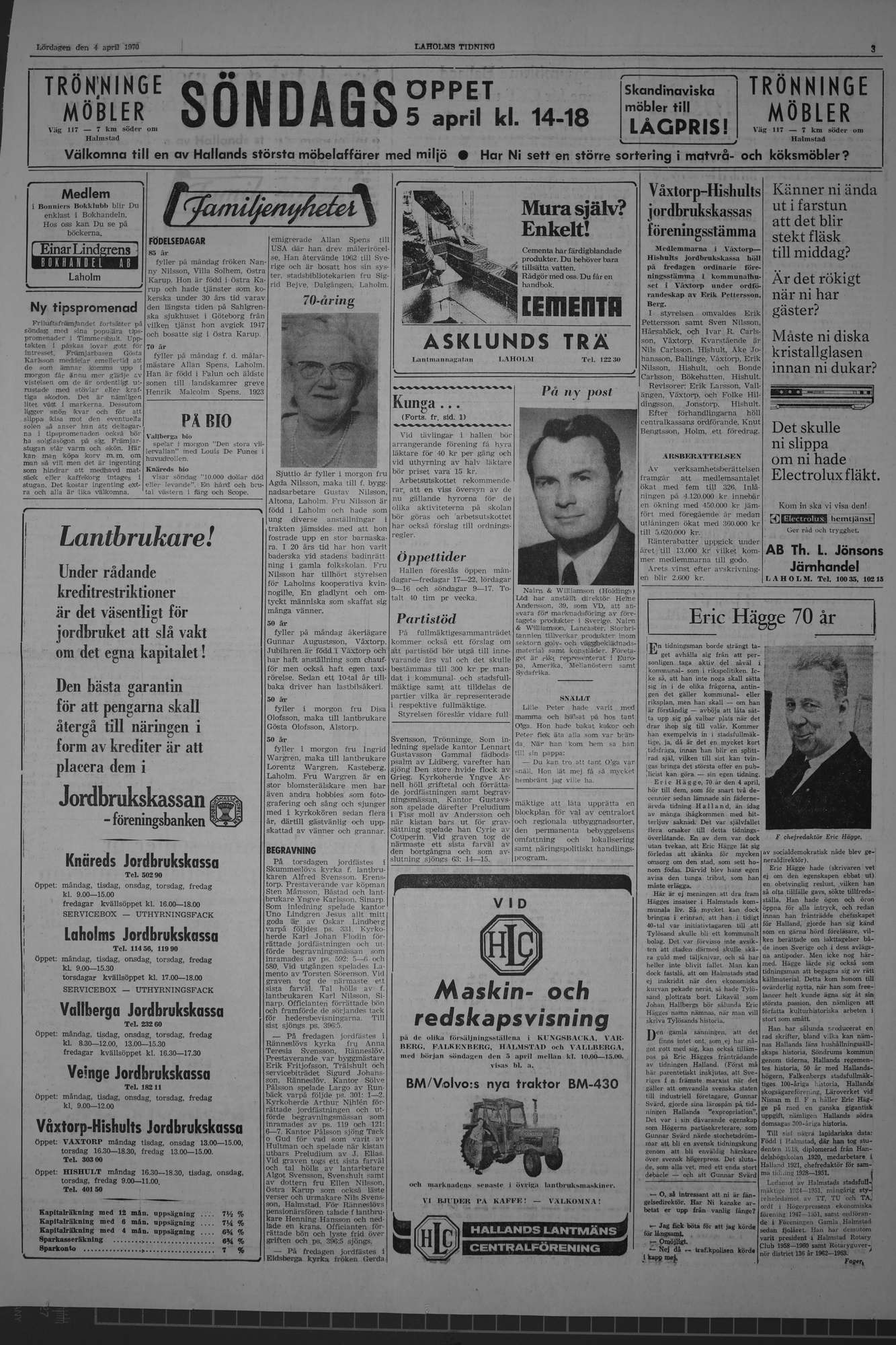 Laholms Tidning Lördag 4 april 1970, sida 3