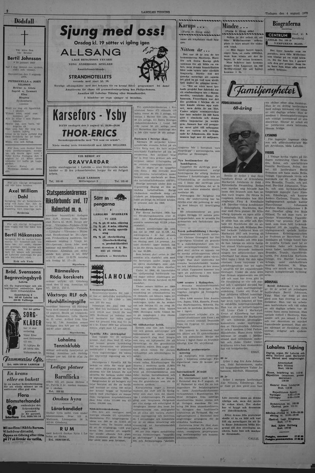 Laholms Tidning Tisdag 4 augusti 1970, sida 2